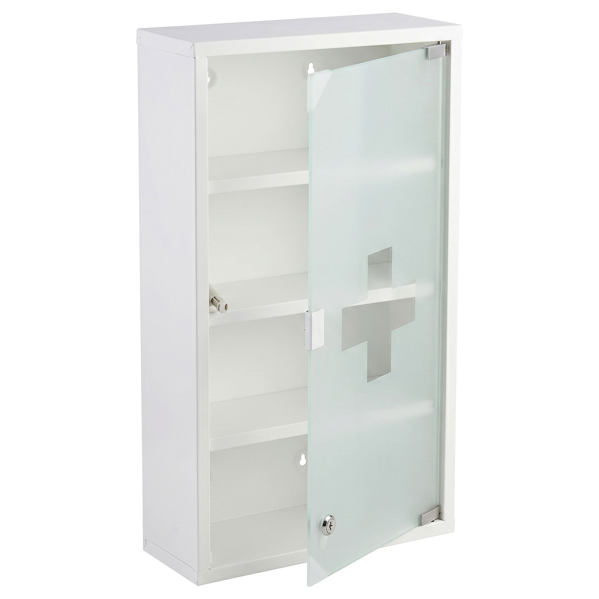 KARAT Medizinschrank Allen - Abschließbarer Arzneischrank mit Glastür Weiß 60 x 30 cm 4 Fächer