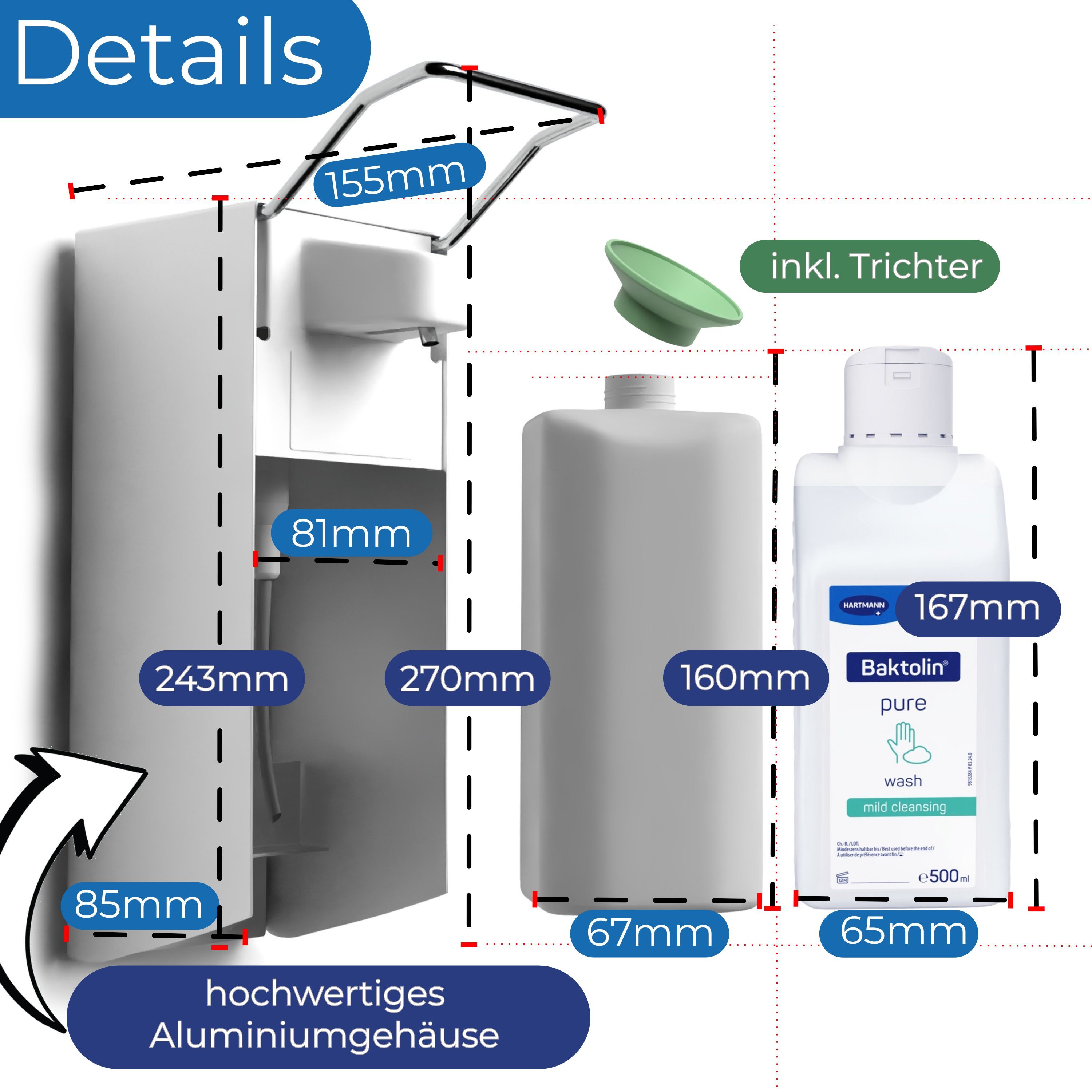 Horn Medical Wandspender inkl. Baktolin pure wash Handseife