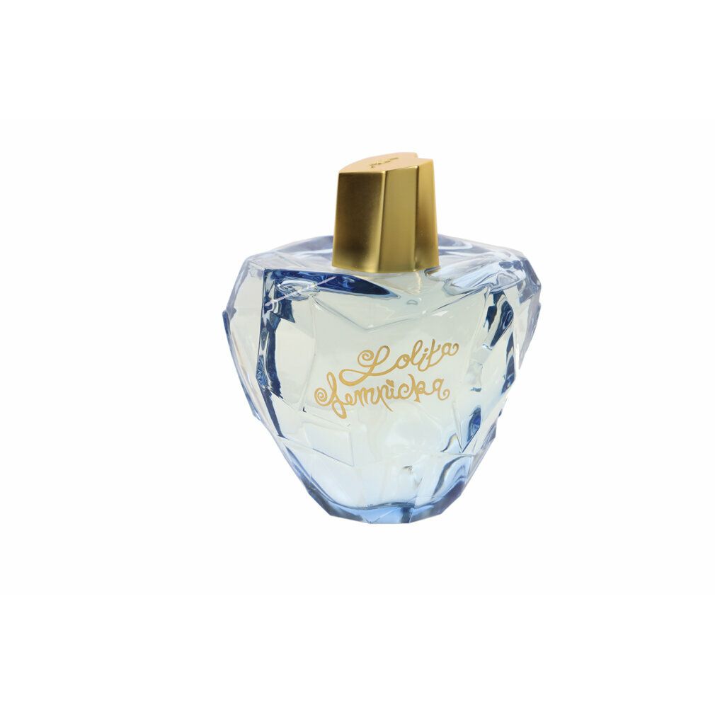 Parfümflakon mit goldfarbenem Verschluss. Auf dem Flakon steht "Lolita Lempicka". Der Flakon ist diamantförmig.