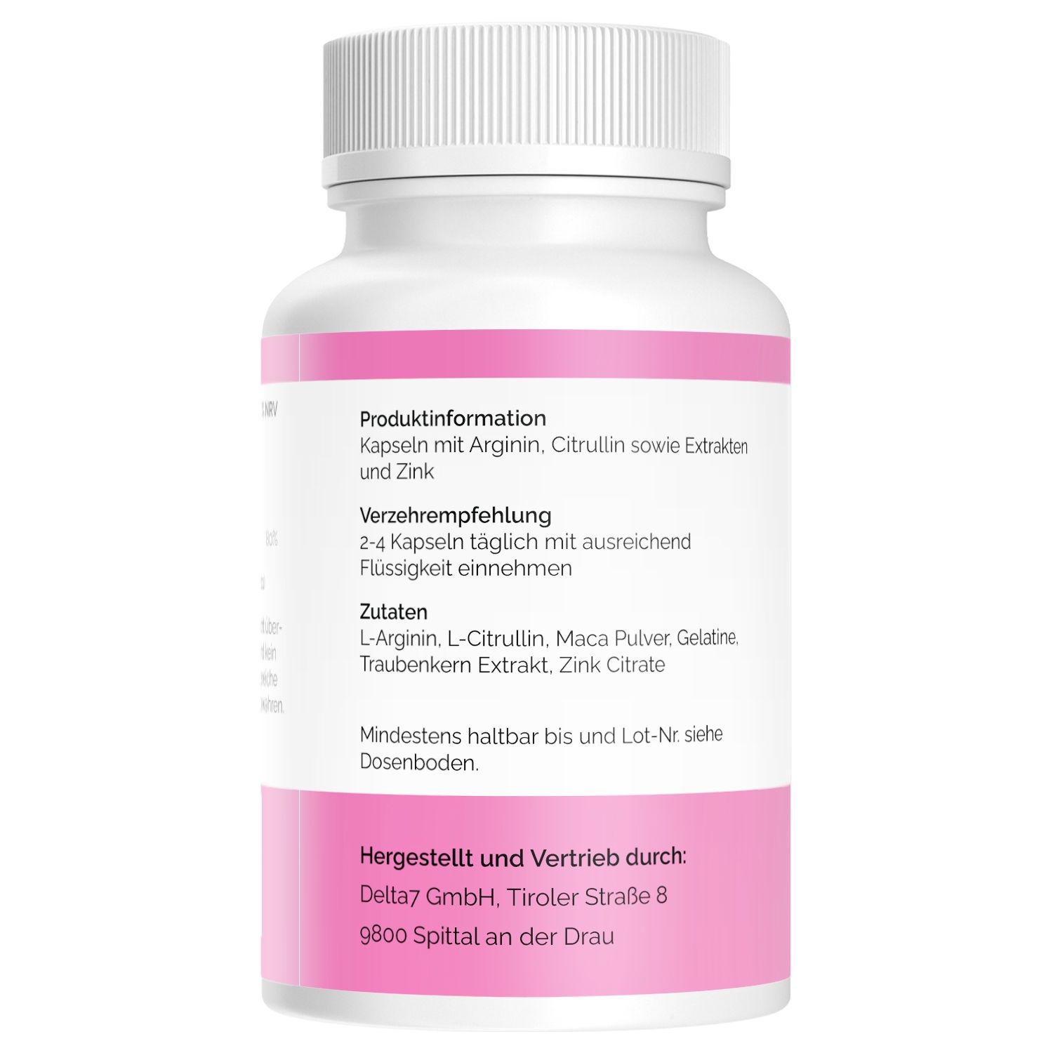 Rückseite einer Vesax für Frauen Flasche mit Produktinformationen, Verzehrempfehlung und Zutaten.