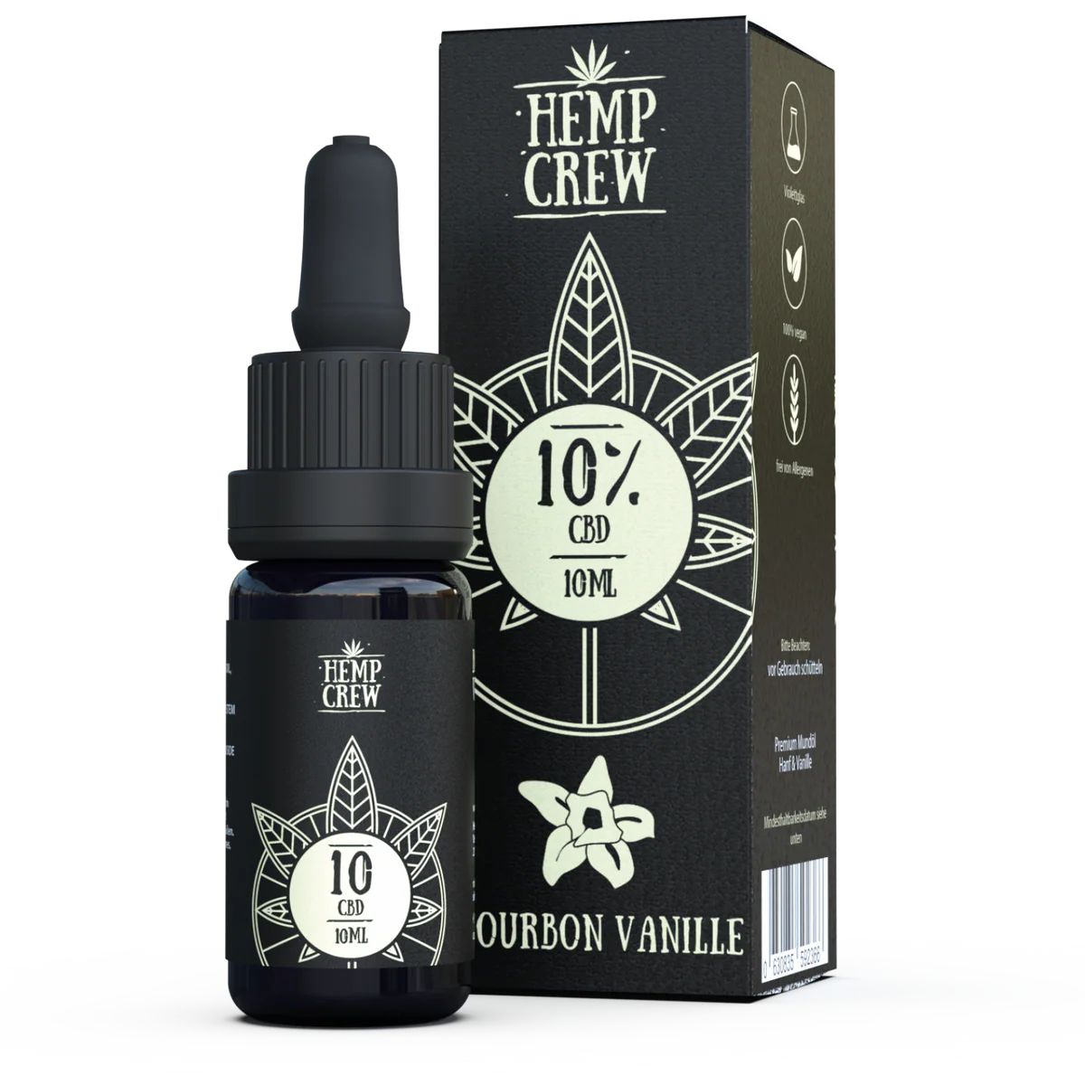 HempCrew CBD Öl 10% Bourbon Vanille 10 ml Pipetten