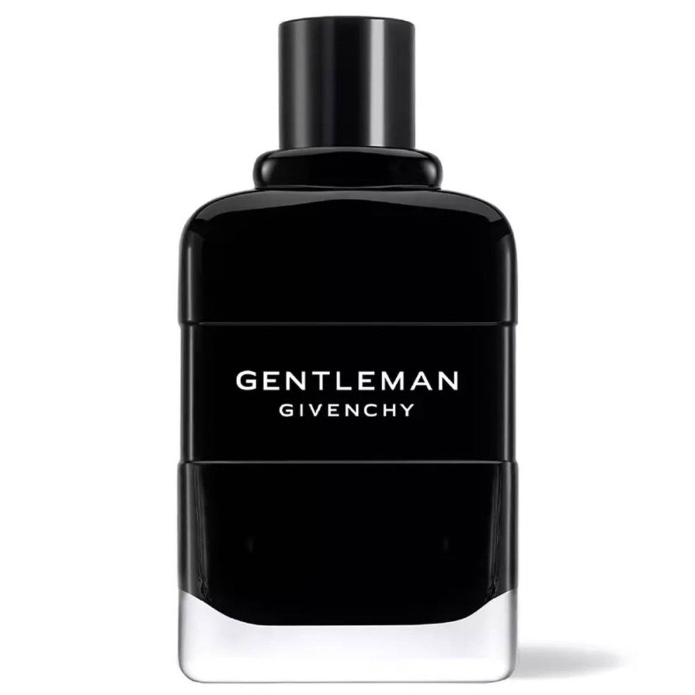 Schwarzer Flakon. Aufschrift: GENTLEMAN Givenchy. Schwarzer Verschluss.