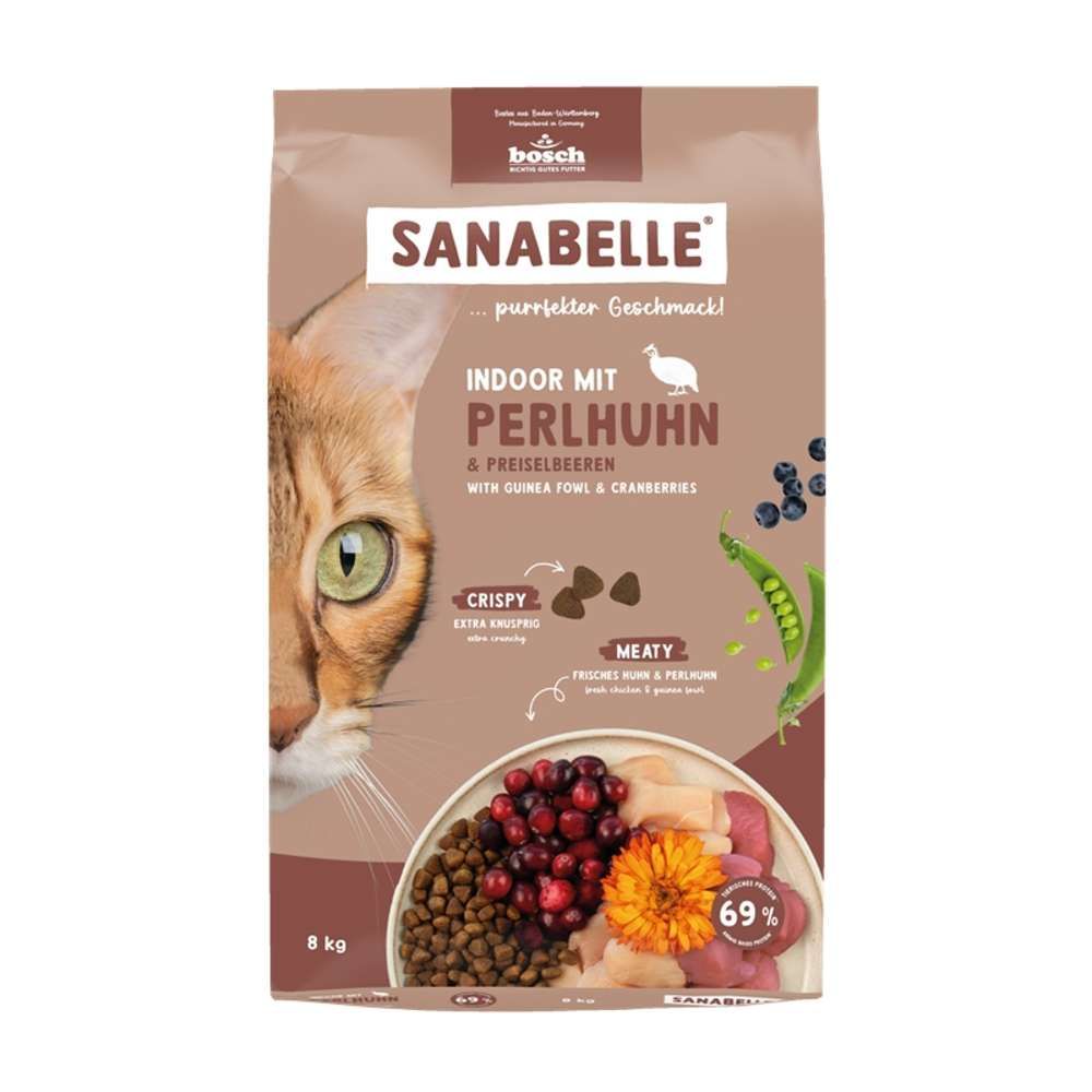 Sanabelle Indoor mit Perlhuhn 8 kg Futter