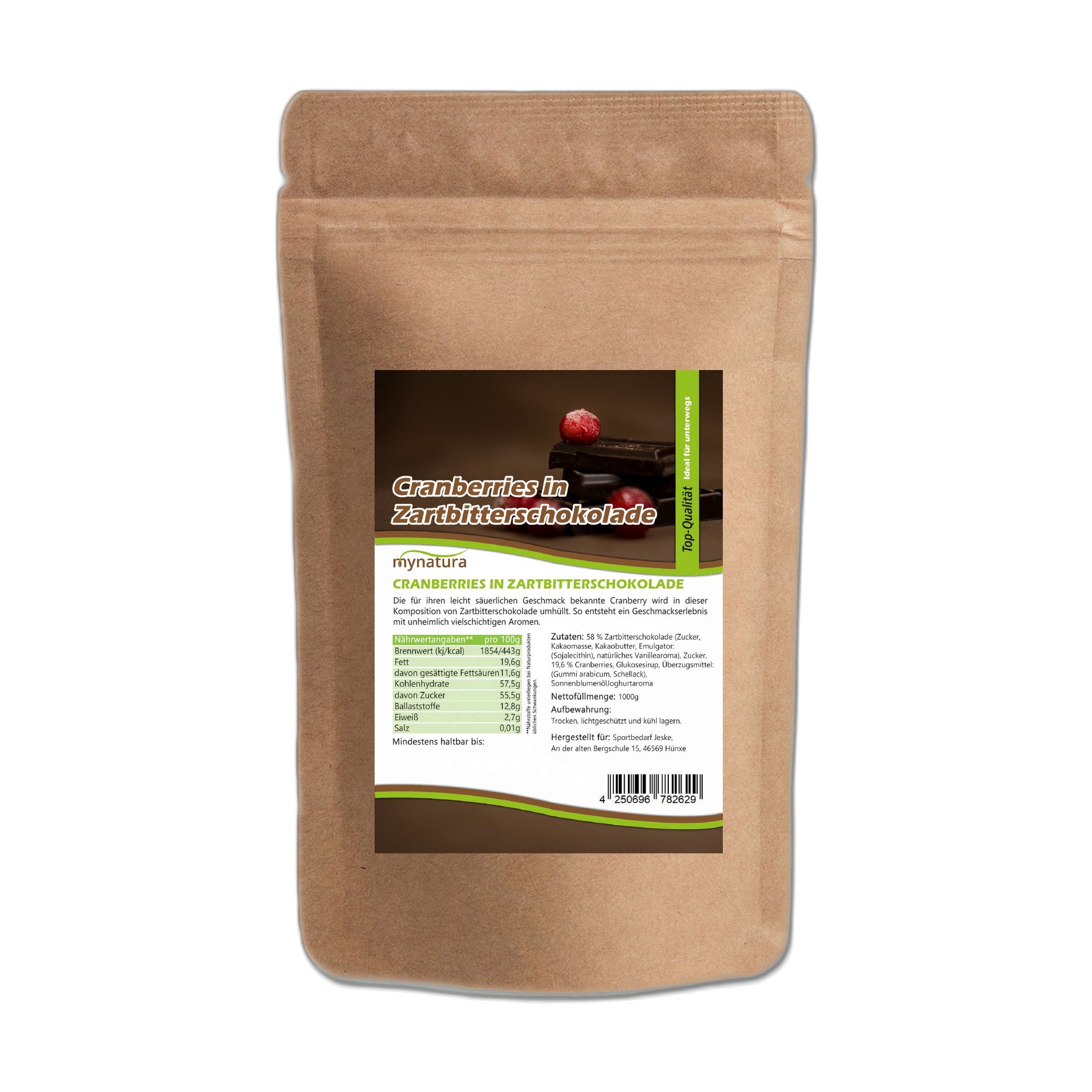 Mynatura Cranberries in Zartbitterschokolade 1000 g