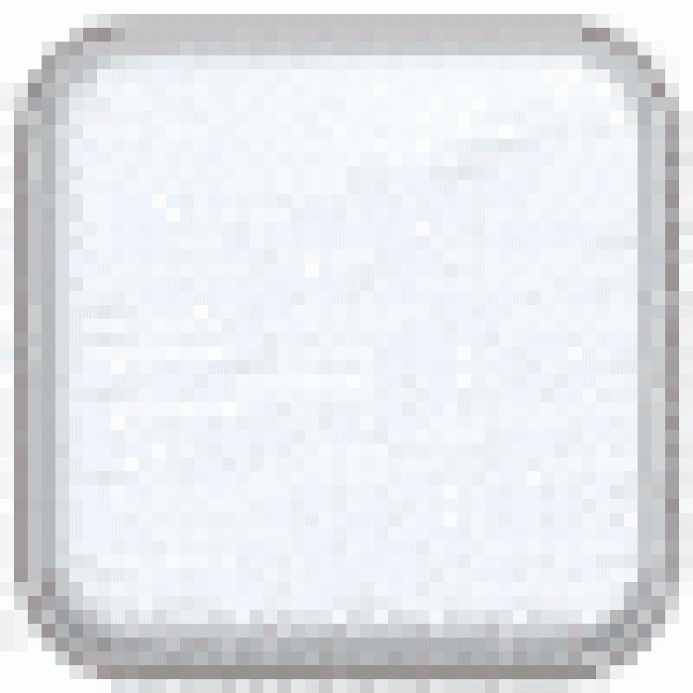 Quadratische, transparente, weiße Flüssigkeit in einem Behälter mit abgerundeten Ecken.