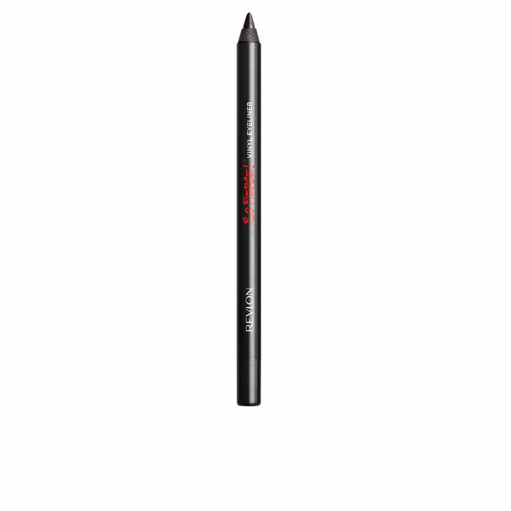 Schwarzer Revlon So Fierce Vinyl Eyeliner. Spitze, zylindrische Form. Schwarzer Stift mit roter Schrift.