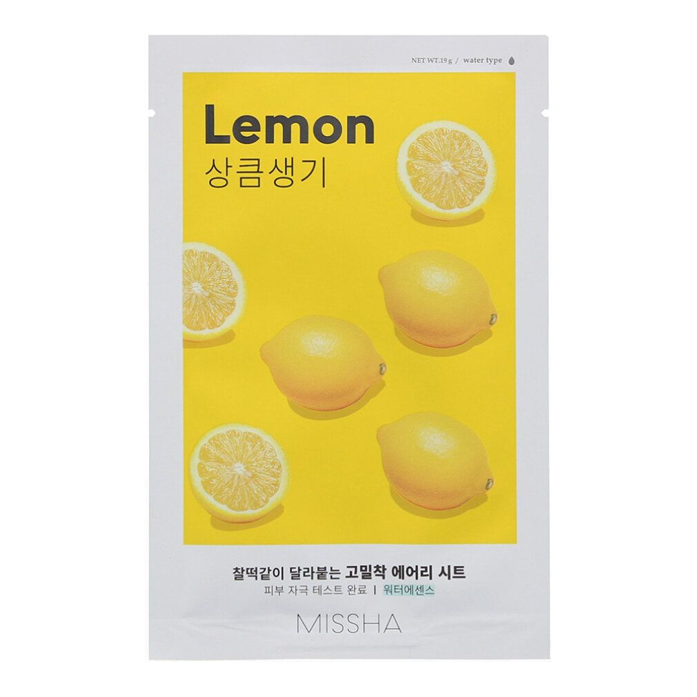 Verpackung mit gelbem Hintergrund und Zitronen. Aufschrift "Lemon" und "MISSHA".