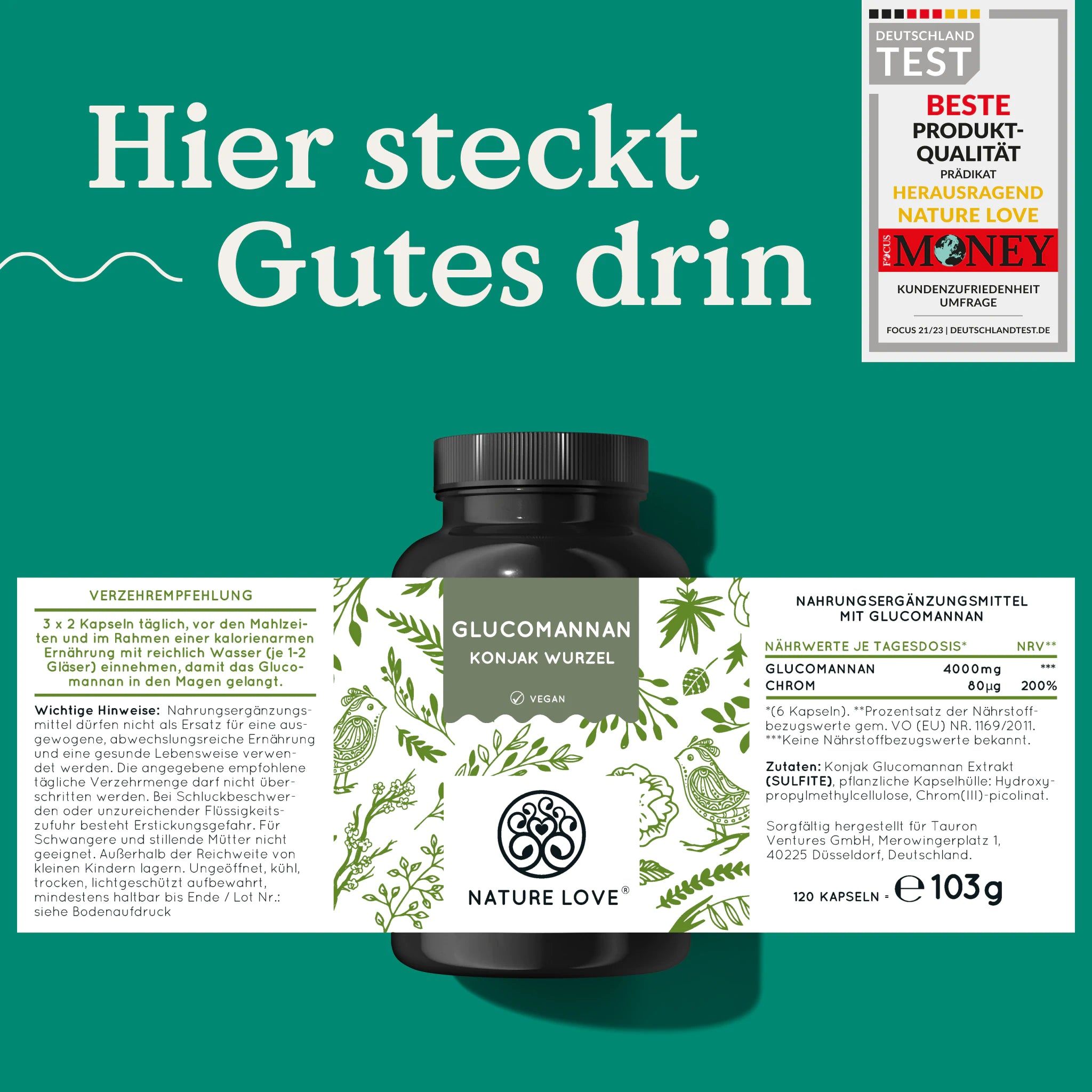 Nature Love® Glucomannan aus der Konjak-Wurzel 120 St Kapseln