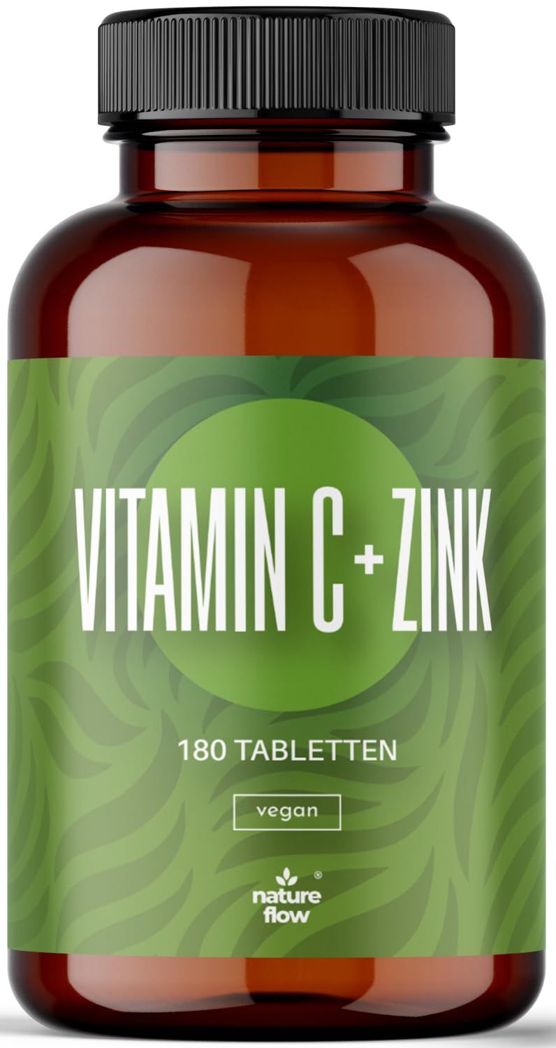 Nature Flow Vitamin C Zink Tabletten Hochdosiert - 180 6 Monate Vorrat 144 g