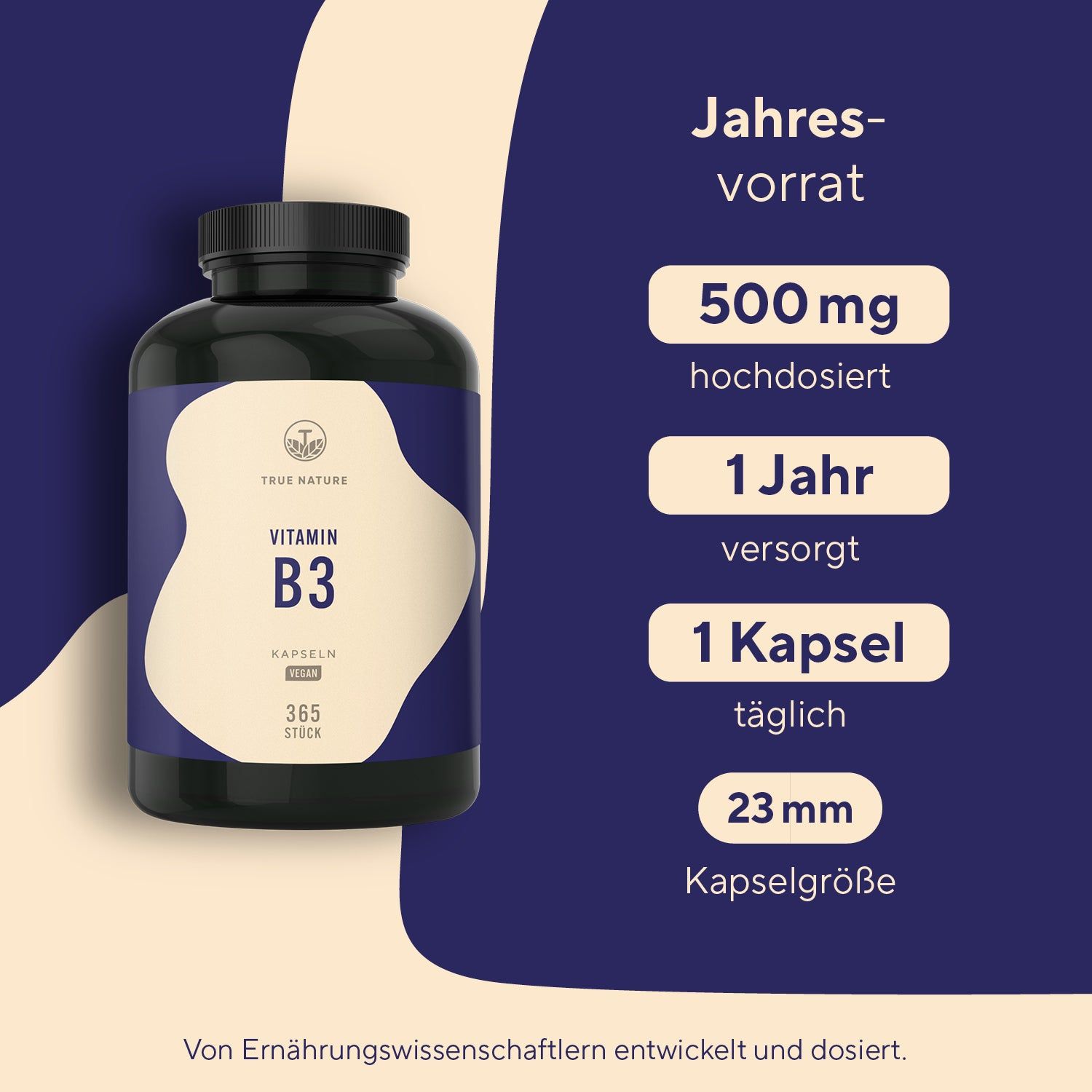 TRUE NATURE® Vitamin B3 Kapseln - Vegan & Made in Germany