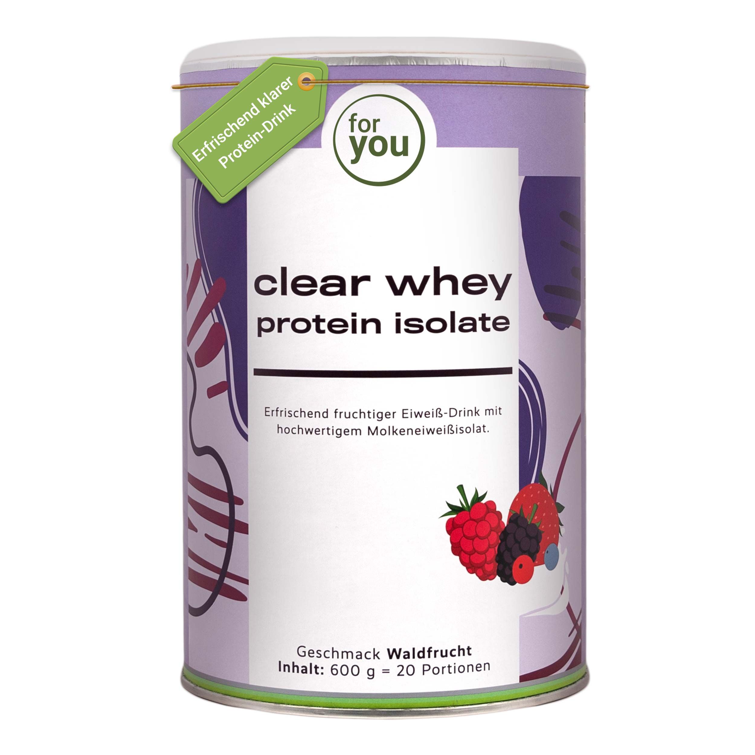 Dose Clear Whey Protein Isolate, Waldbeergeschmack, 600g.