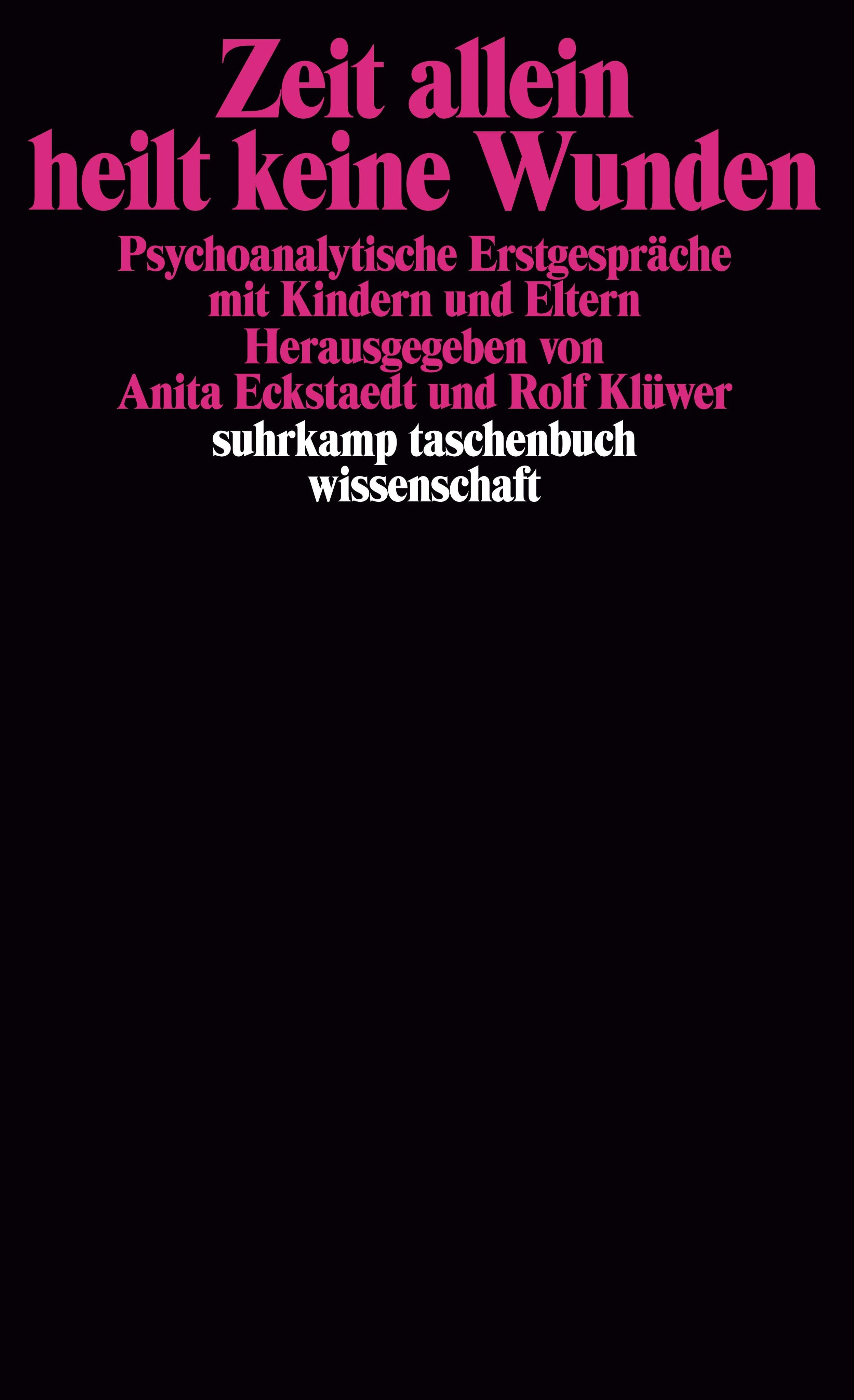 Buchcover mit Titel "Zeit allein heilt keine Wunden". Autor: Anita Eckstaedt und Rolf Klüwer. Verlag: Suhrkamp Taschenbuch Wissenschaft.