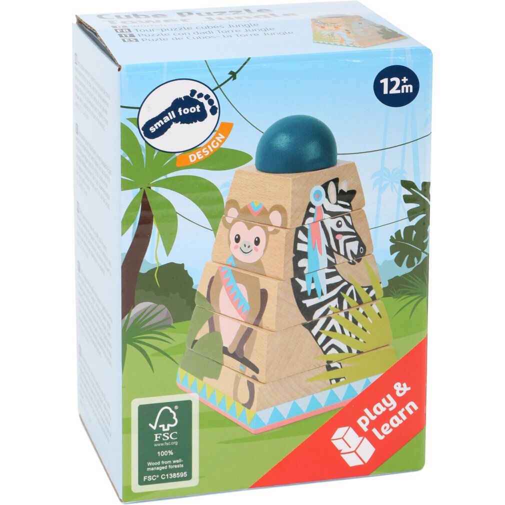small foot 11090 würfelpuzzle-Turm/Stapelturm Jungle aus Holz 1 St