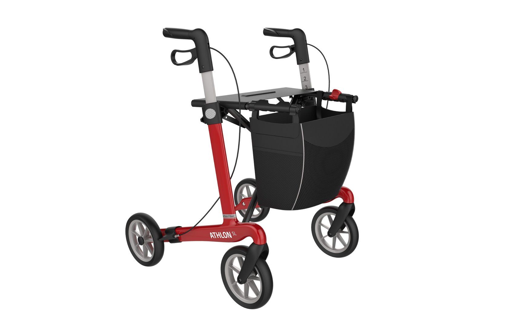 Rehasense Carbon Rollator Athlon SL mit Softbereifung M Rot