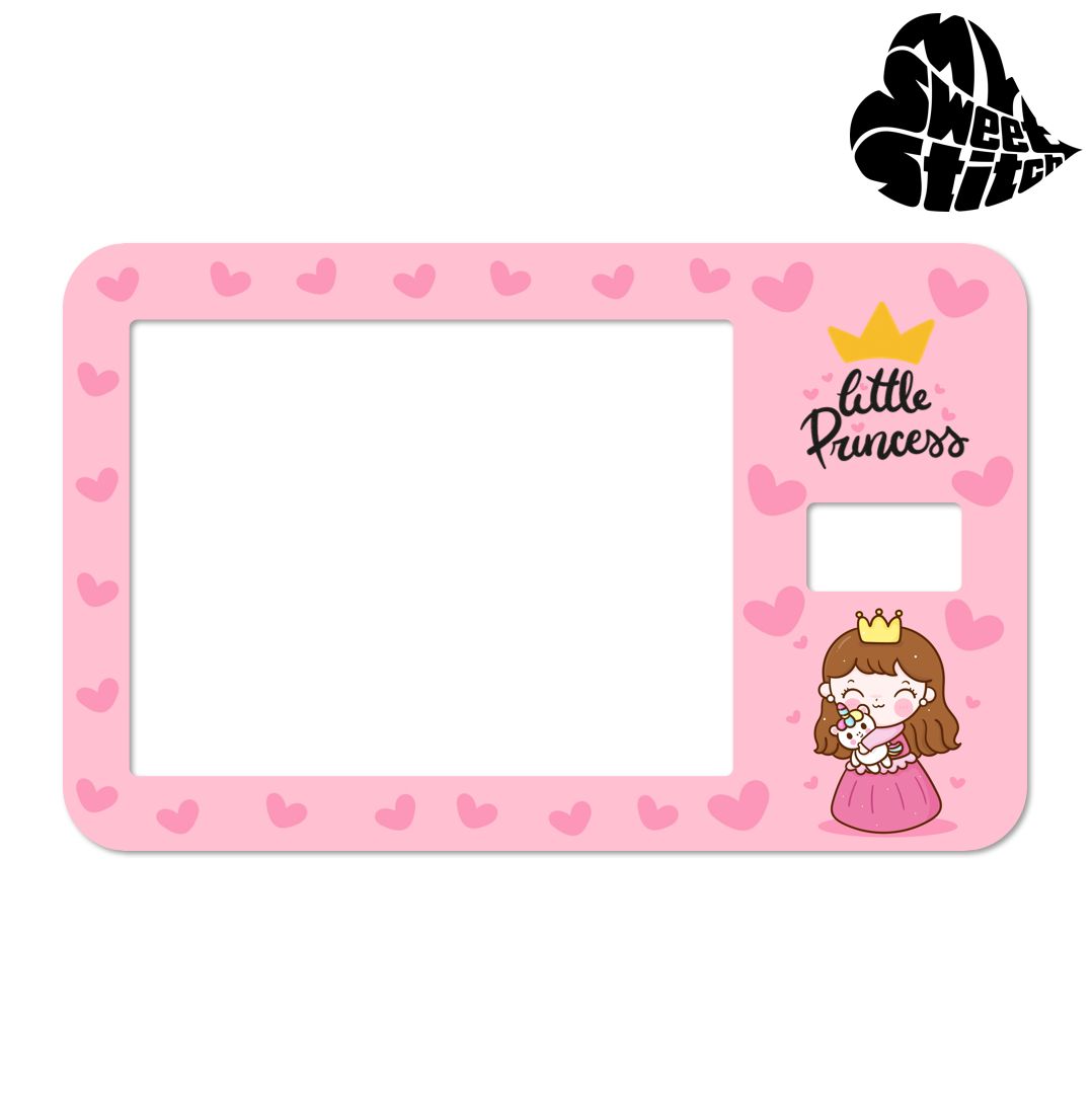 Rosa Sticker-Rahmen für Tandem t:slim X2. Mit Herzmuster und "Little Princess"-Aufdruck.