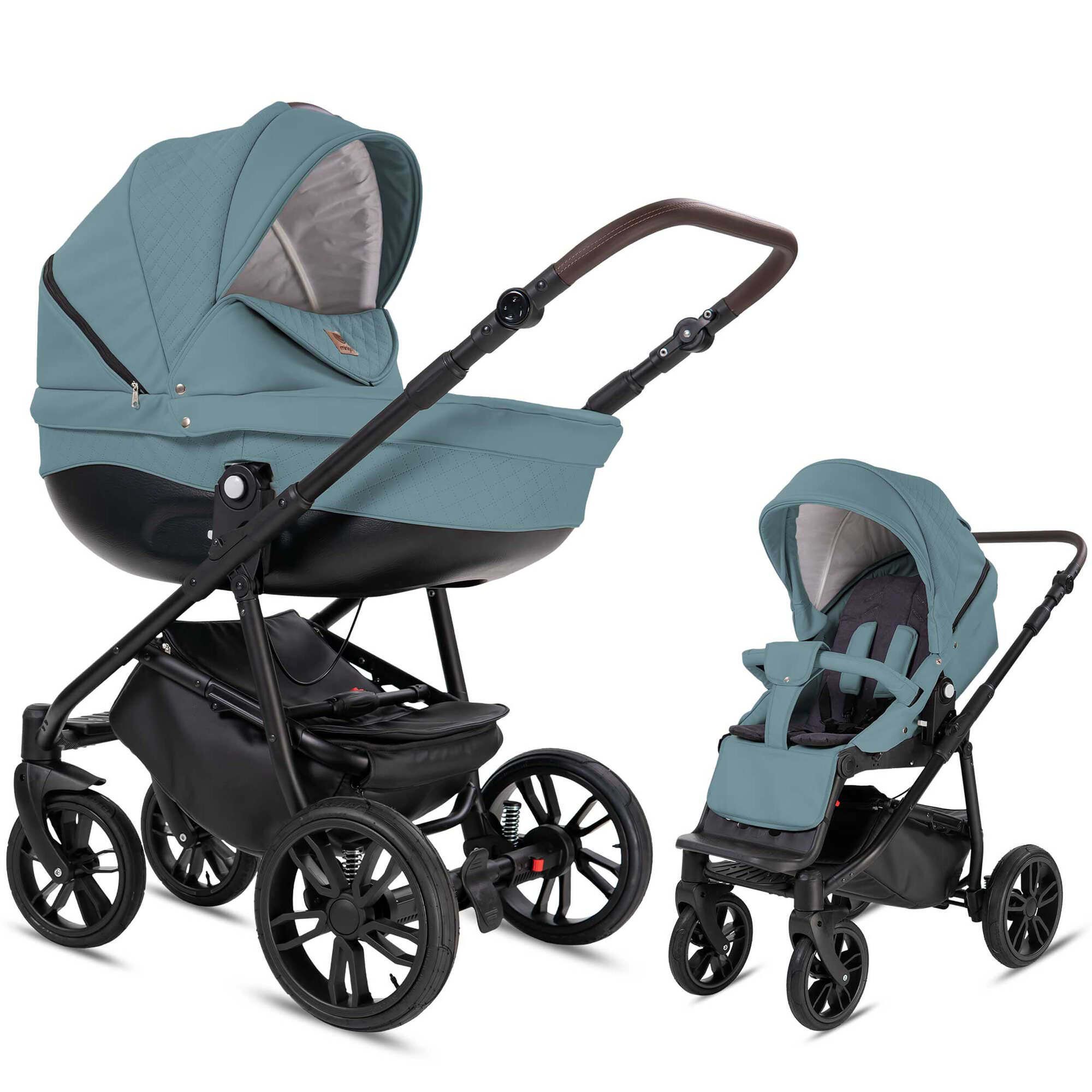 Friedrich Hugo Minigo Flow 2 in 1 Kinderwagen Gelreifen, Blue Grey