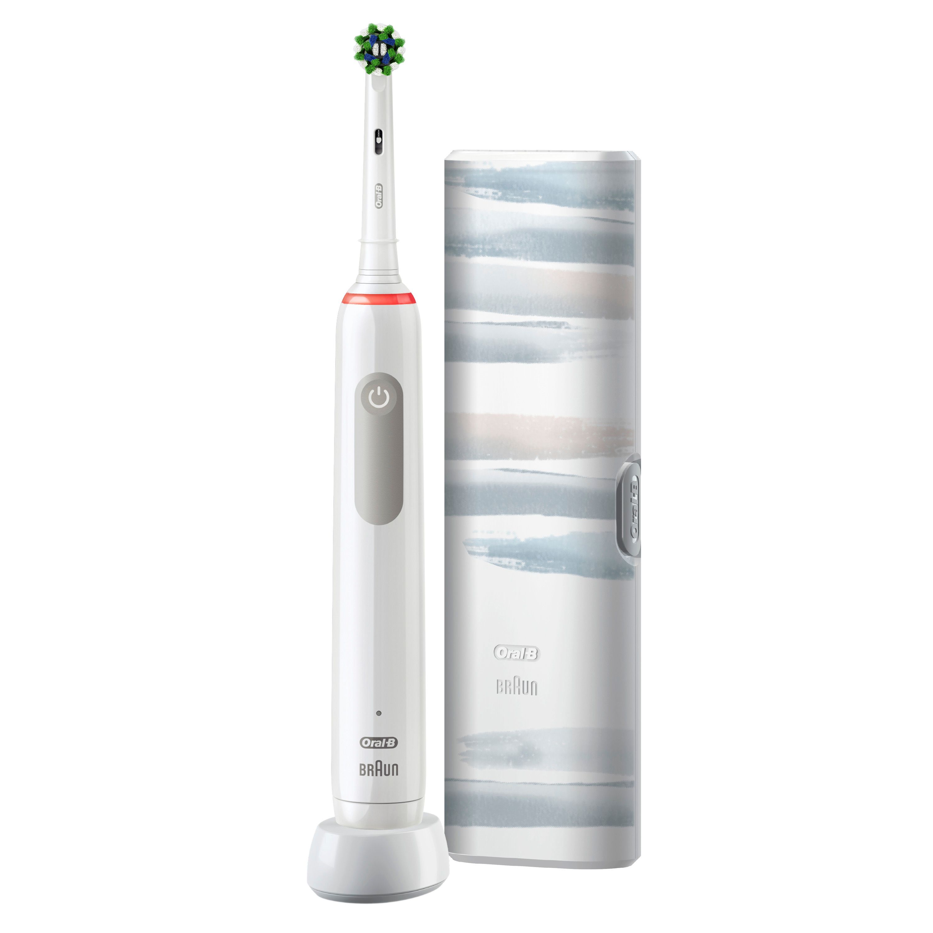 Oral-B - Elektrische Zahnbürste "Pro 3 + Reiseetui Streifen Design" in Weiß