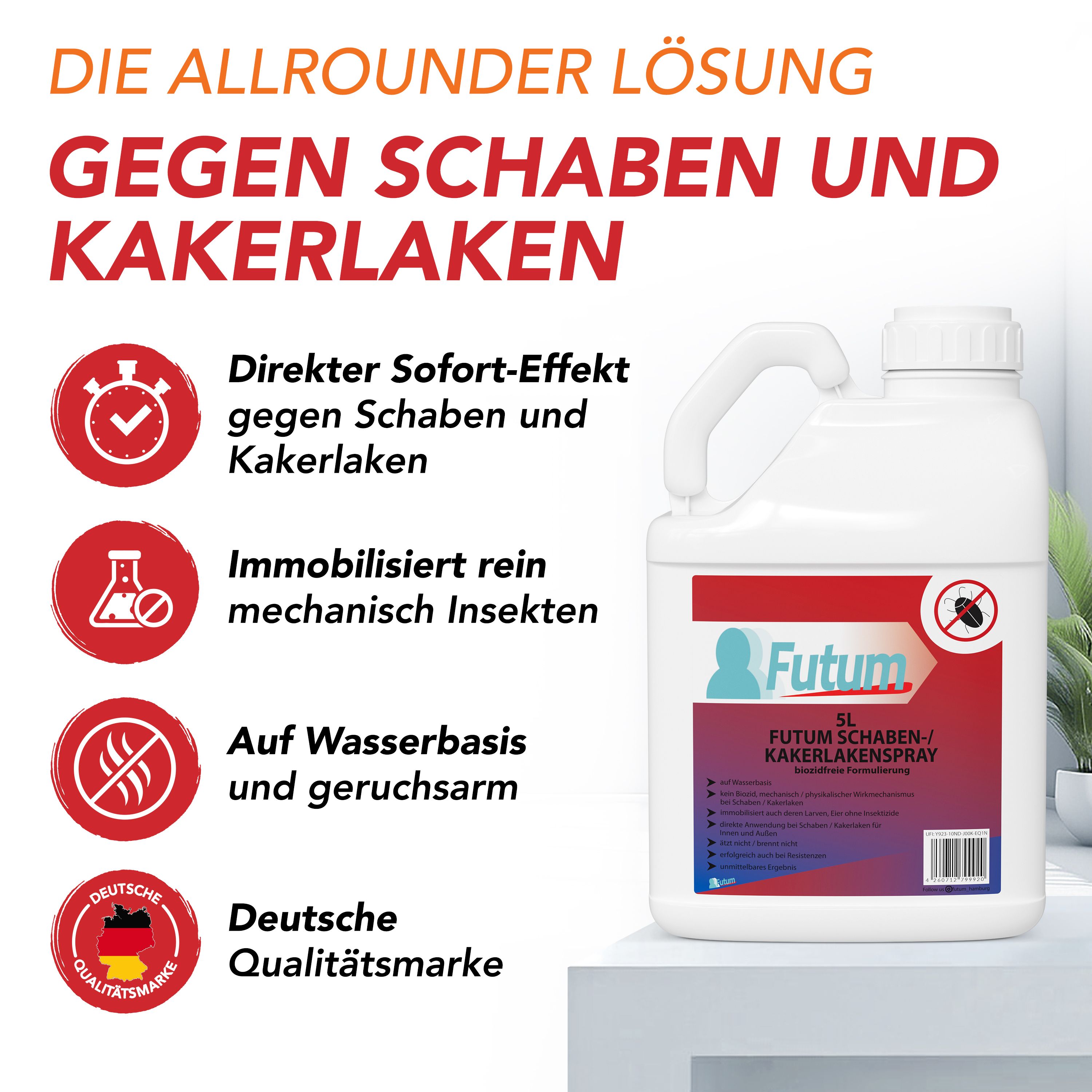 Futum 6x5L Schaben- / Kakerlakenspray 30 l Spray