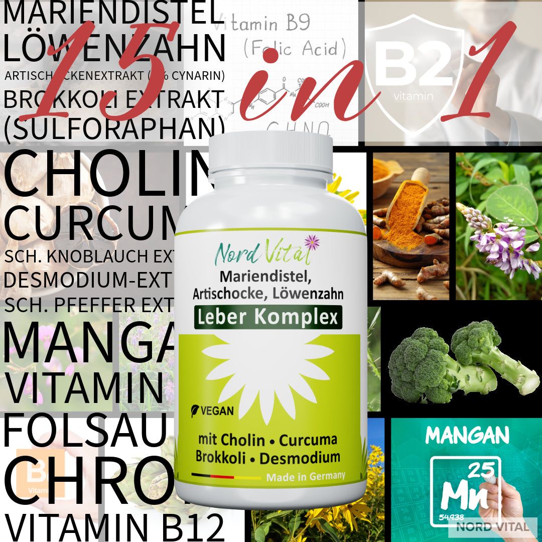 Nord Vital Leber Komplex – 15-in-1 Formel mit Mariendistel- & Artischocken-Extrakt | Made in Germany