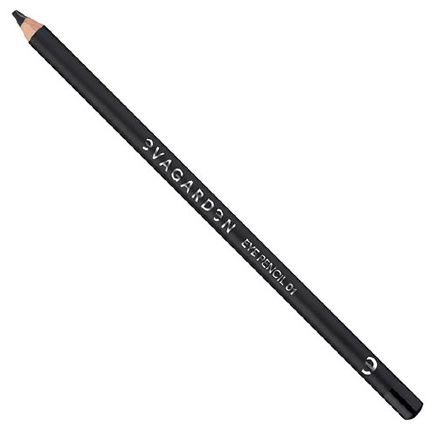 Schwarzer Augenstift. Aufschrift: EVAGARDEN EYE PENCIL 01. Schwarze Mine, zylindrische Form.