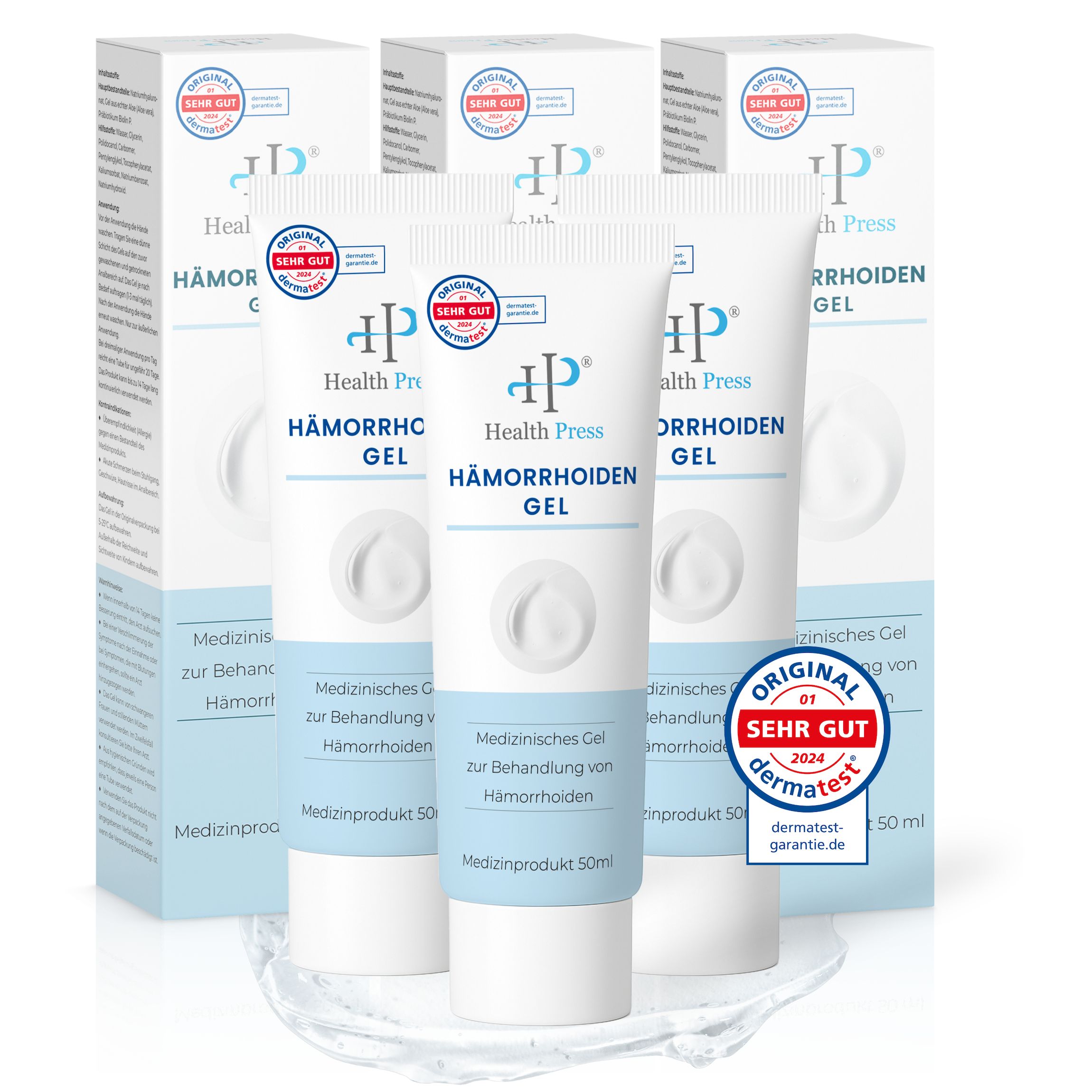 Health Press Hämorrhoiden Gel – Hämorrhoidensalbe bei Juckreiz, Brennen & Reizungen 3x50 ml