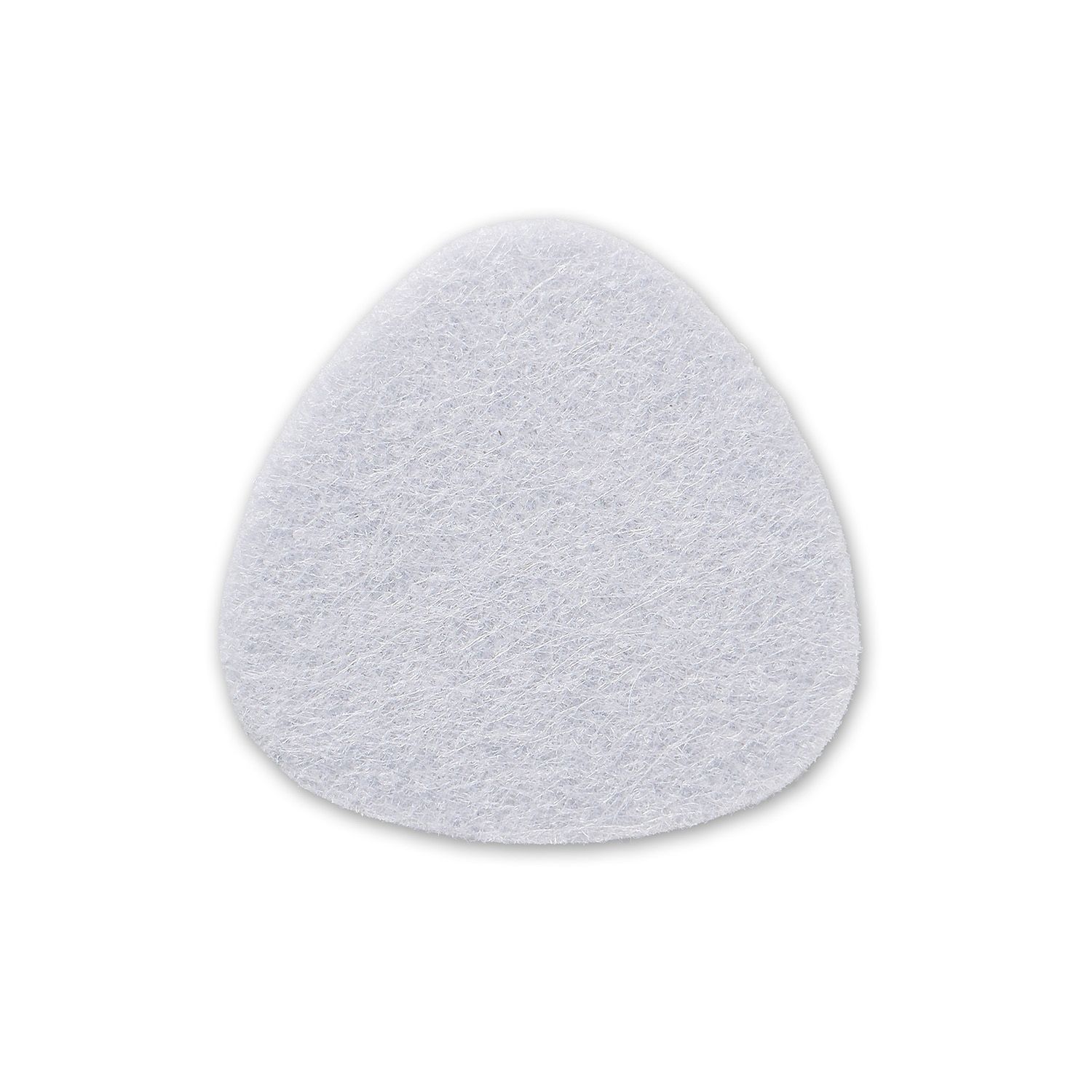 Ein einzelnes weißes, ovales Ersatz-Aromapad aus Vliesstoff. Auf weißem Hintergrund.