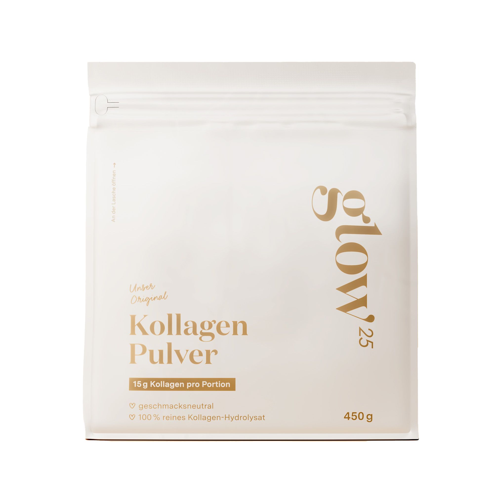 Glow25® Collagen Pulver [450g] - Das Original - Premium Kollagen Hydrolysat - Peptide Typ 1 und 3