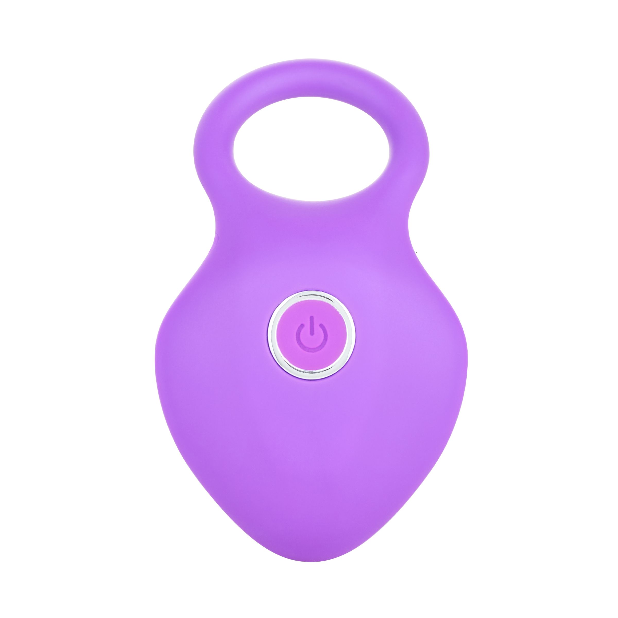 Lila Vibrator mit Ringgriff und einer Ein-/Aus-Taste.