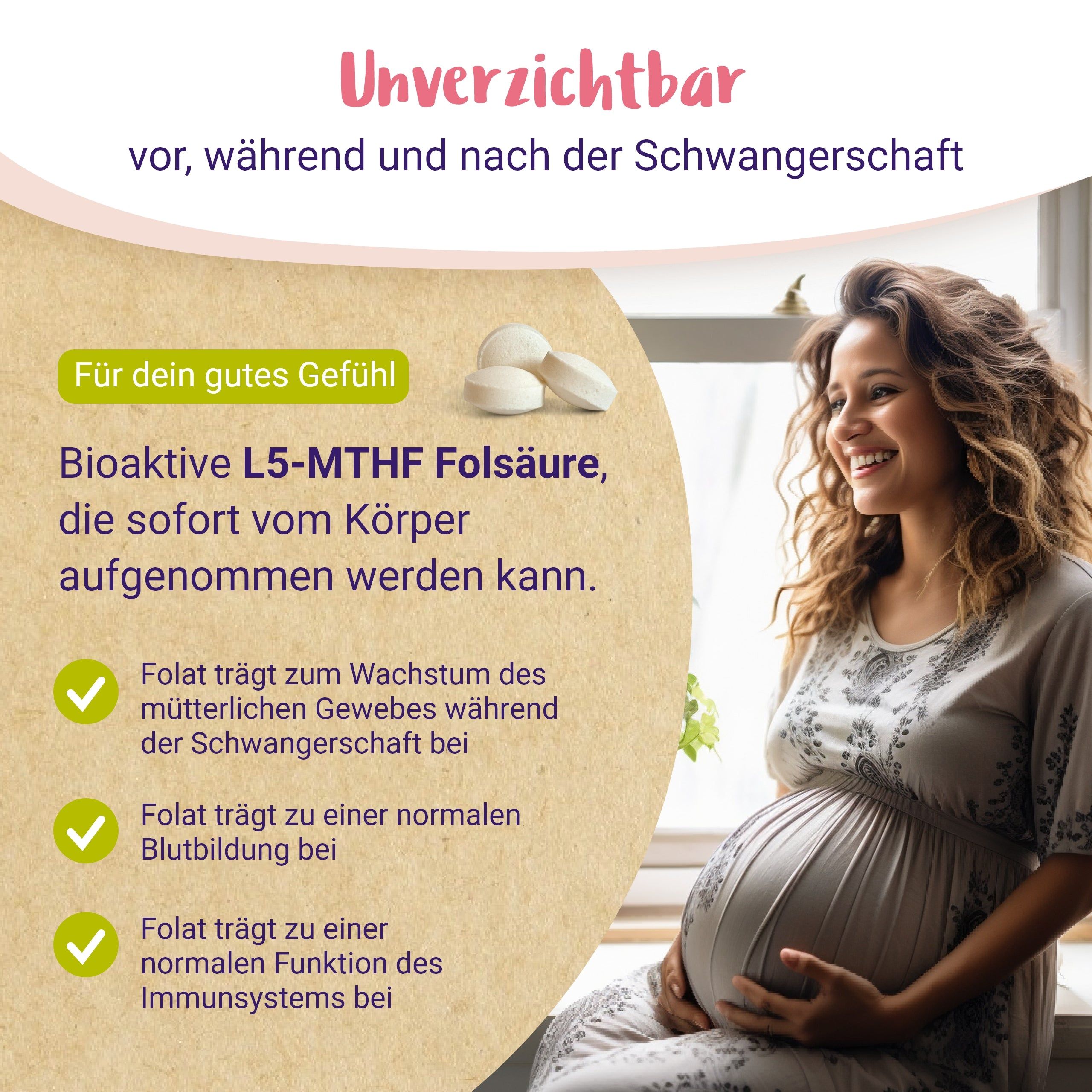 Folsäure Tabletten bioaktiv (L-5-MTHF-Ca) - von PregniVital® 120 St