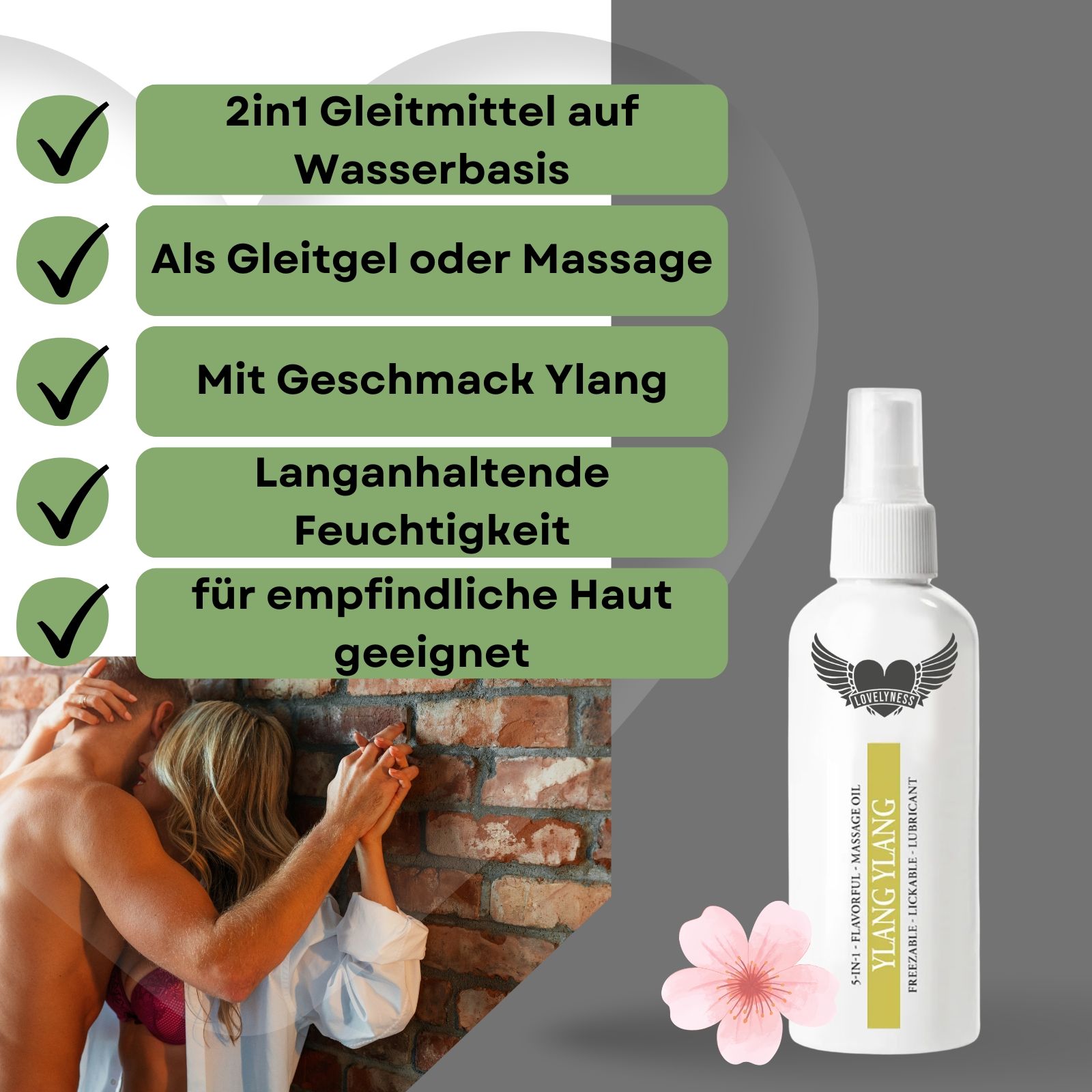 Lovelyness - Gleitgel und Massageöl 2in1 mit Geschmack