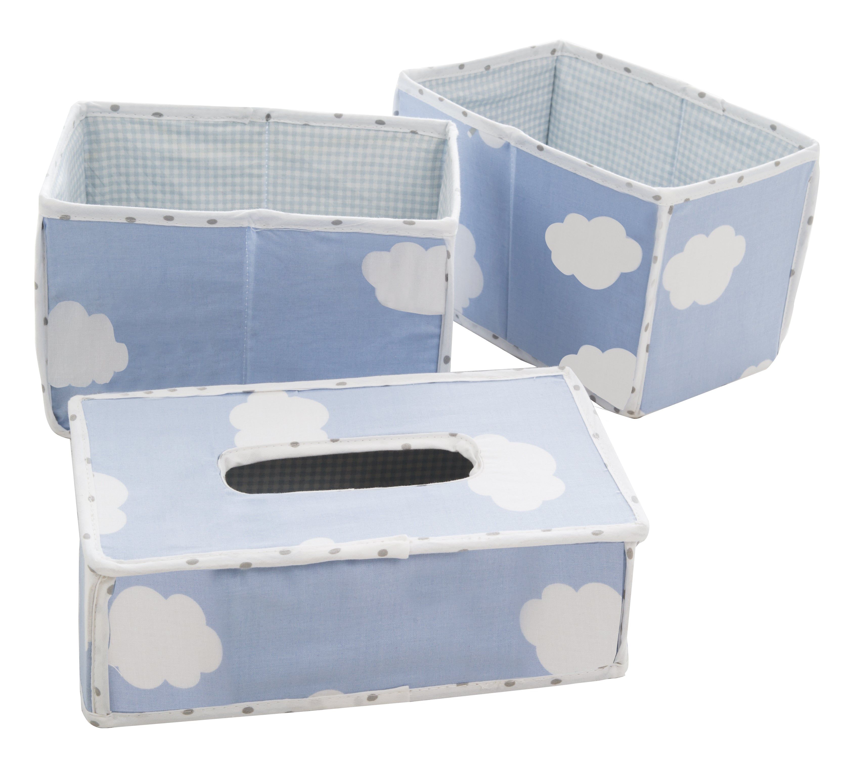 roba Pflegeorganiser Set 'Kleine Wolke blau', 3tlg, 2 Boxen für Windeln & Zubehör, 1 Feuchttücherbox