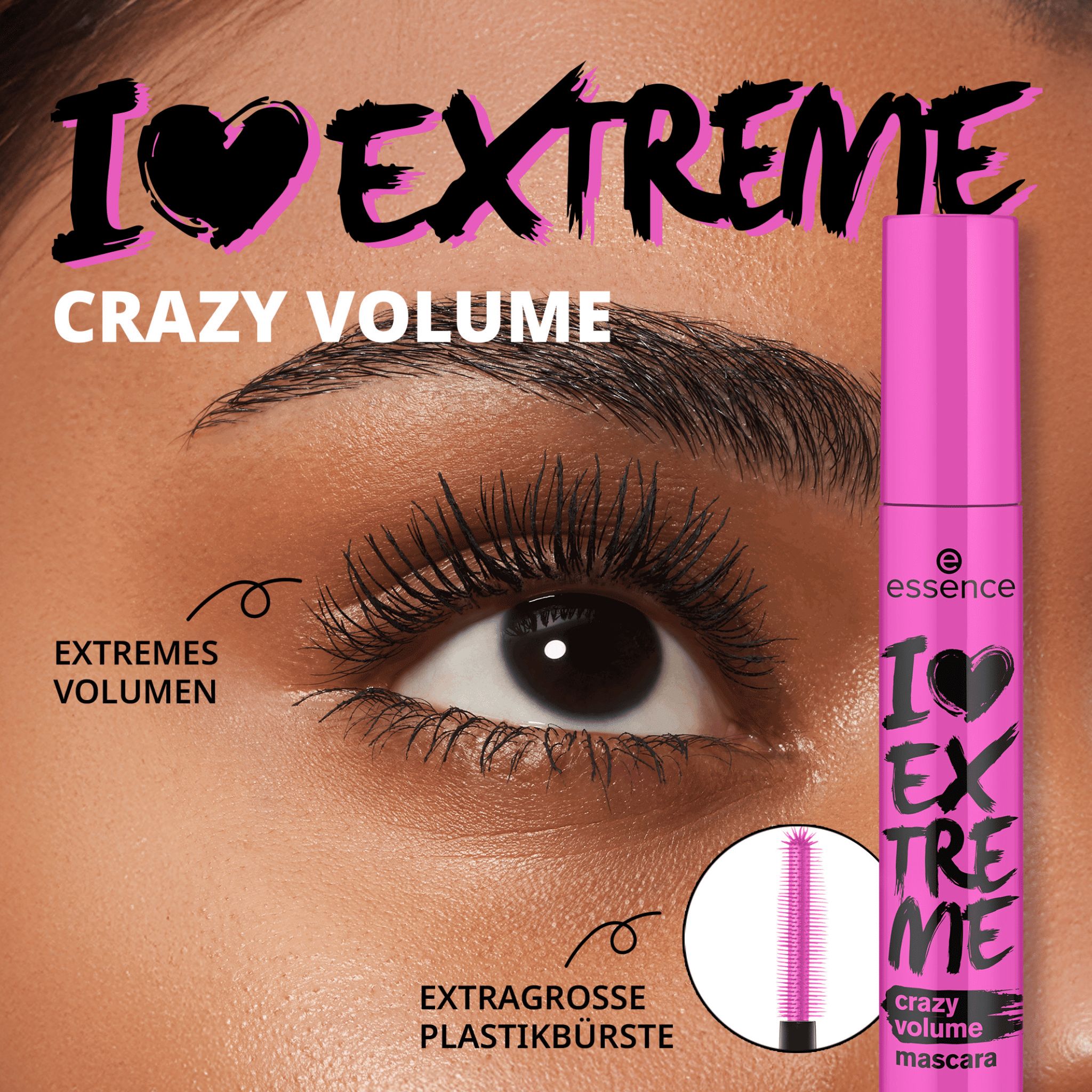 Essence, I LOVE EXTREME crazy volume mascara, Wimperntusche für Volumen