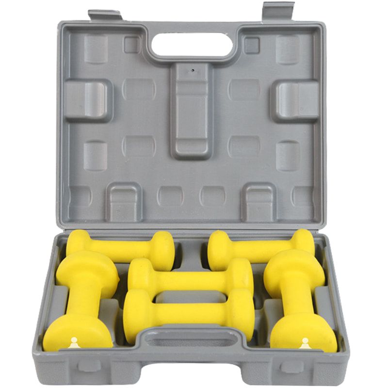 FITPADDY - Kit 6 manubri dumbbell con valigetta 6 kg: 2 pezzi 0,5 kg + 2 pezzi 1,5 kg + 2 pezzi 2 kg