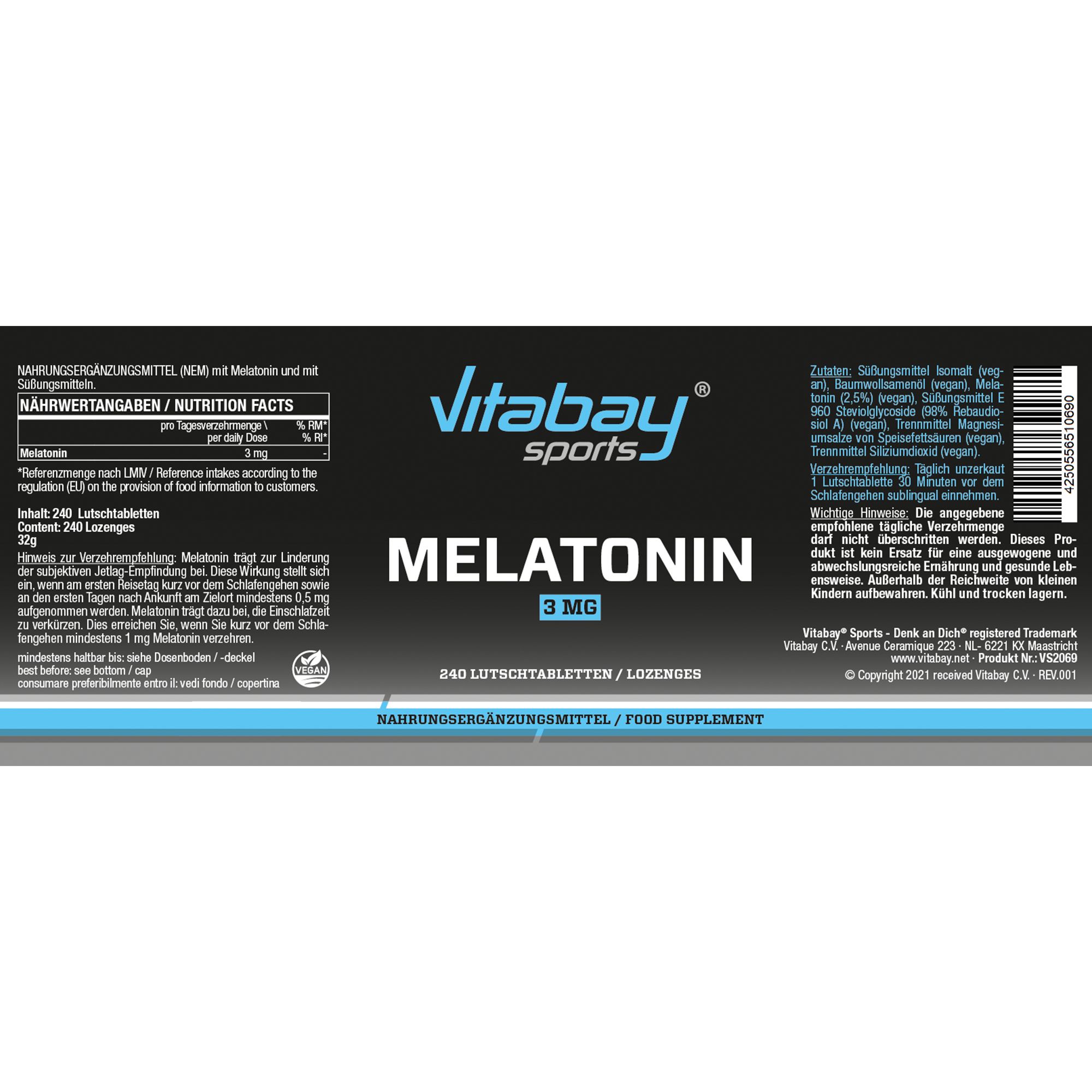 Vitabay Melatonin 3mg 240 St Tabletten