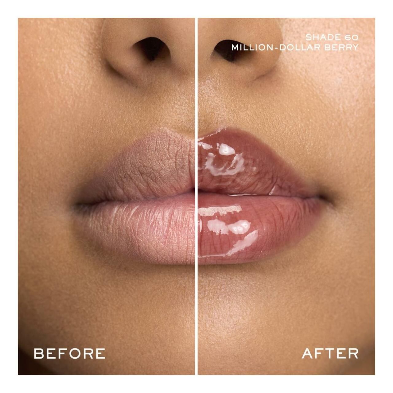 Vorher-Nachher-Vergleich. Lippen. Farbton 60 Million-Dollar Berry.