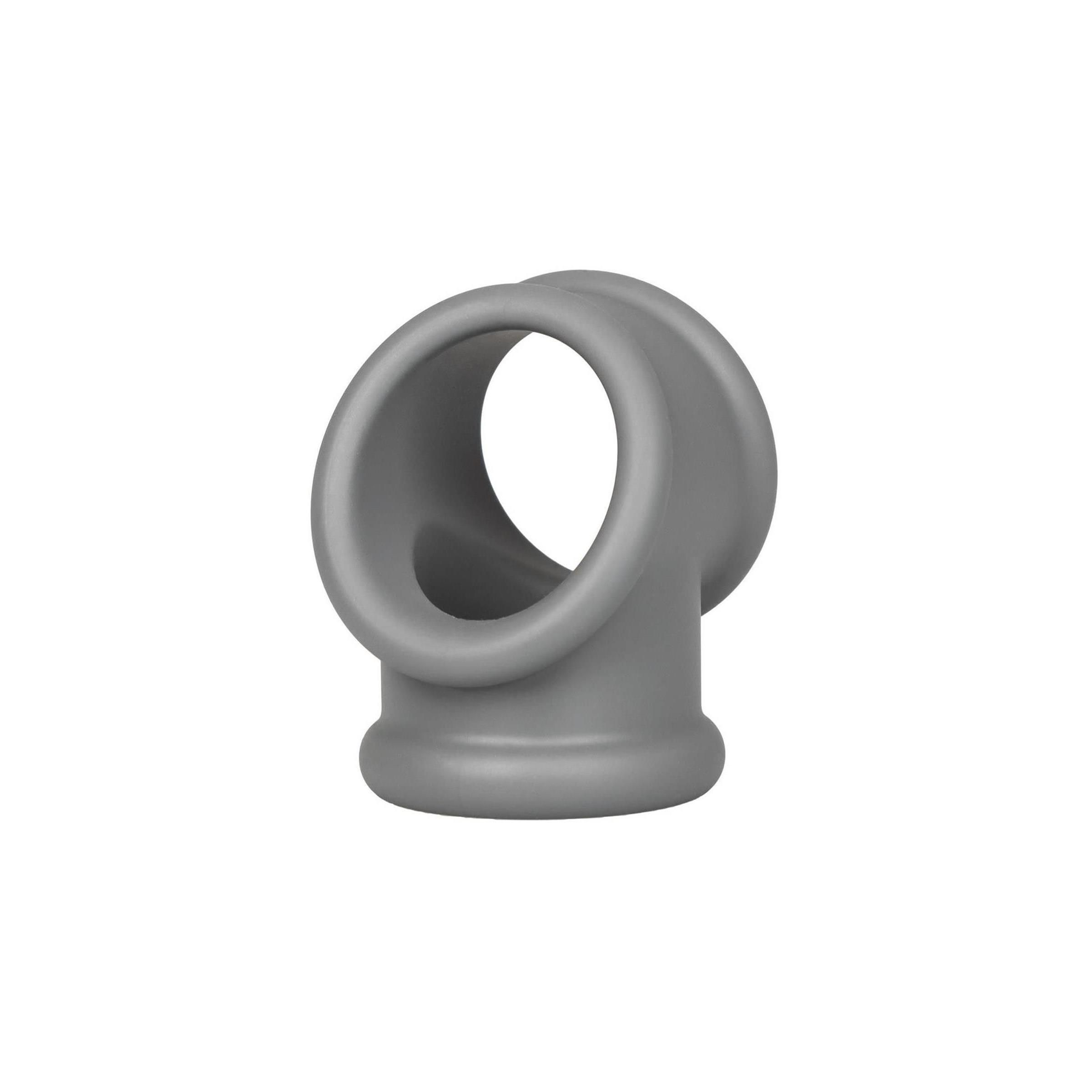Grauer Silikonring. Abgewinkeltes Design. Zwei Öffnungen.