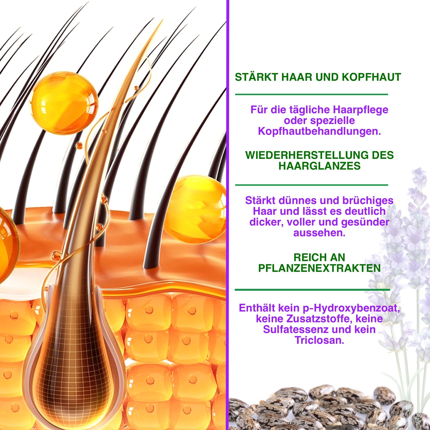 ALIVER 3-in-1 Rizinus Lavendel Argan  Haaröl