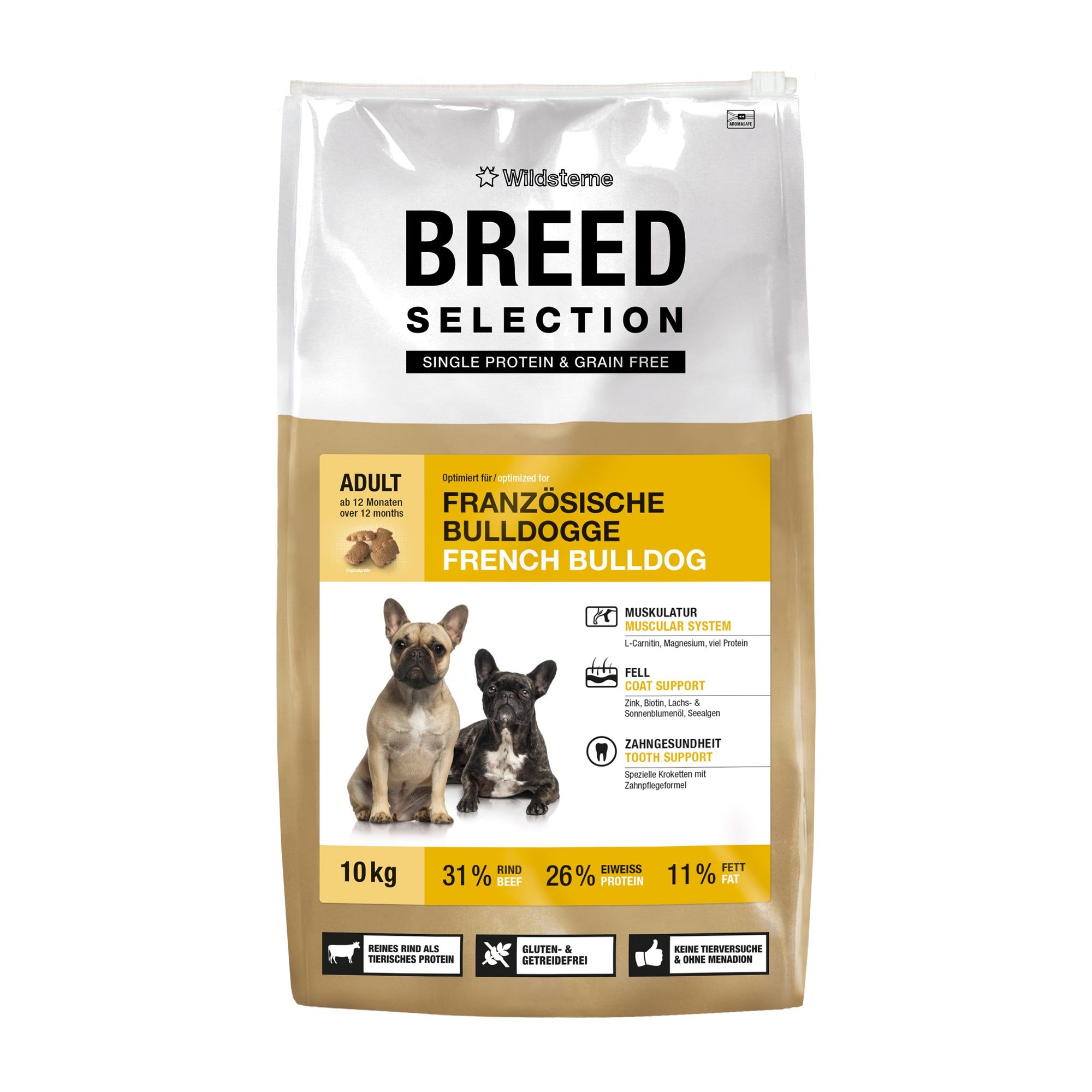 Hundefutter-Sack für französische Bulldoggen, 10kg.