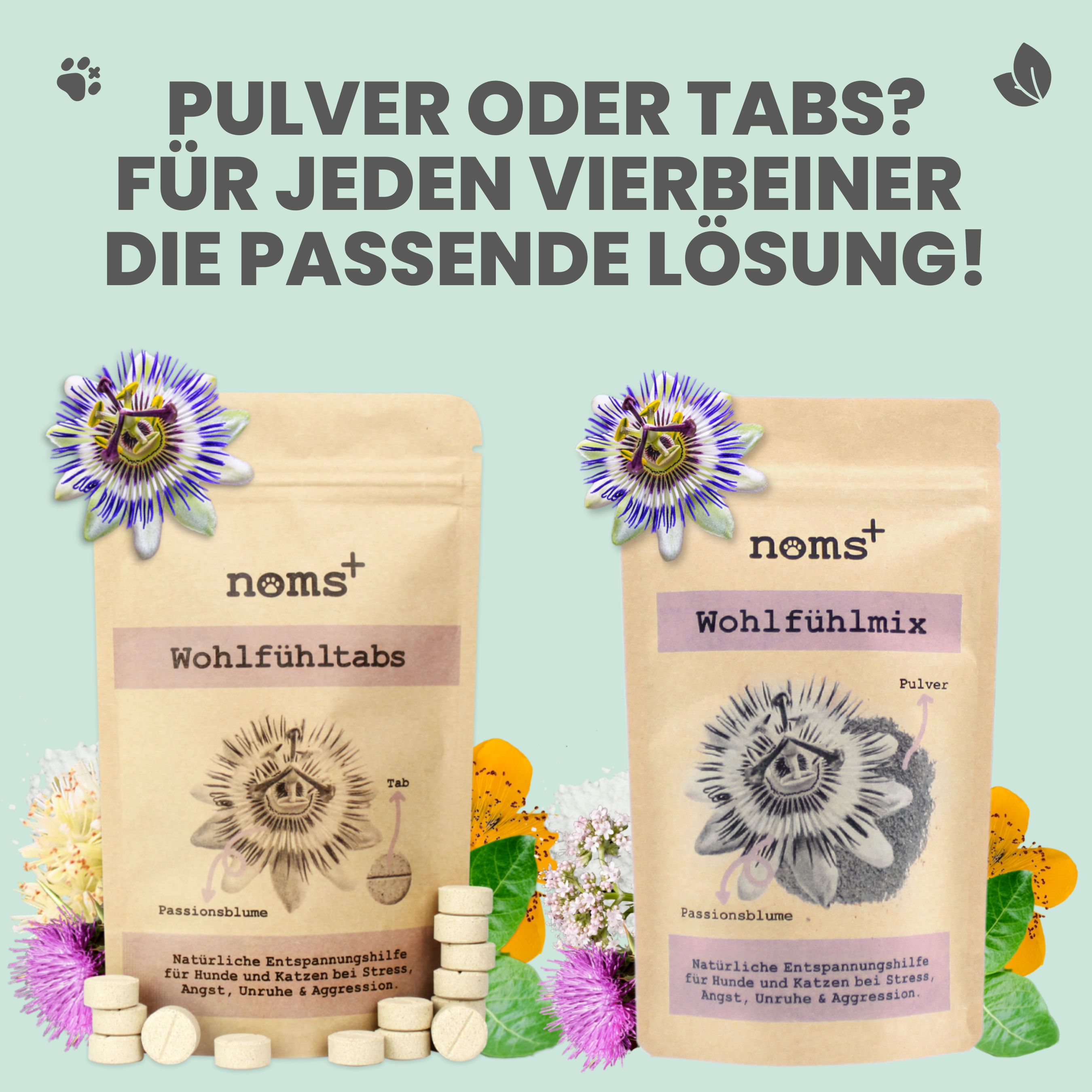 noms+ Wohlfühlmix für Hunde & Katzen bei Stress, Angst, Unruhe und Hyperaktivität 150 g Pulver