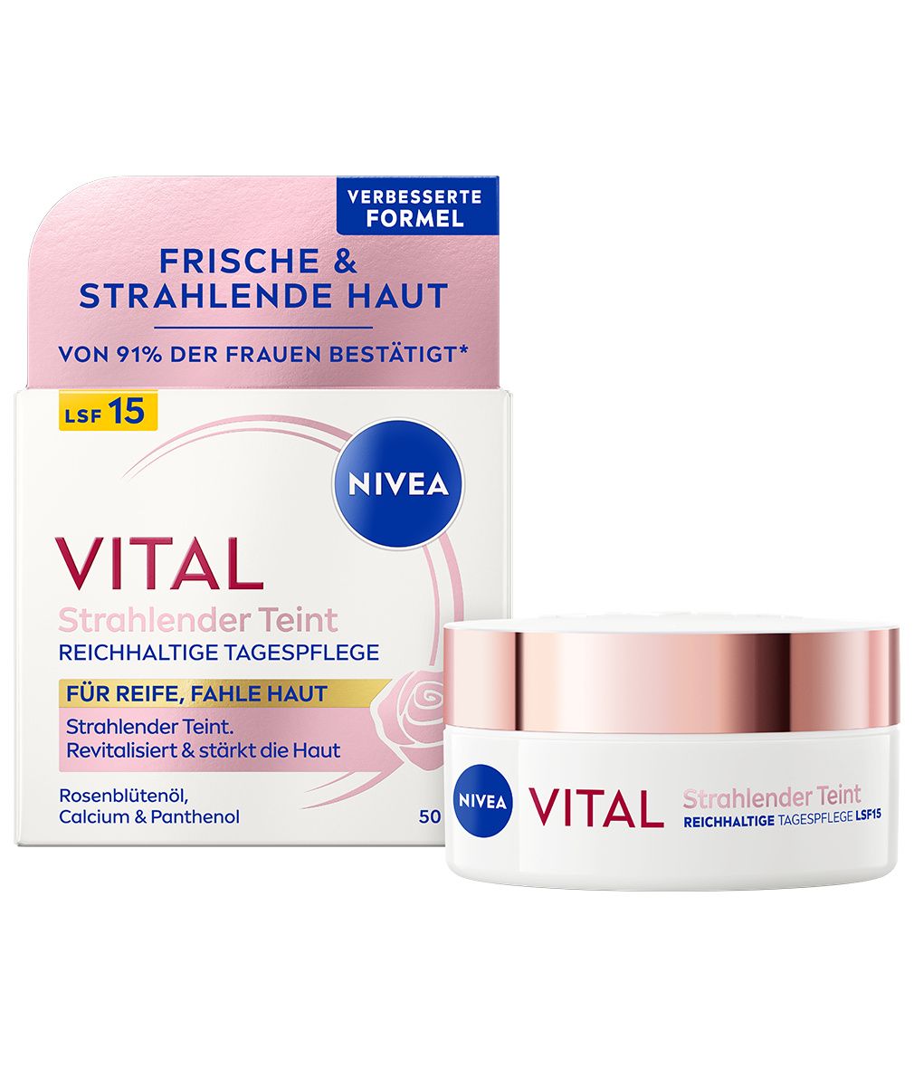 Nivea Vital Strahlender Teint Reichhaltige Tagespflege 50ml LSF 15 50 ml Creme