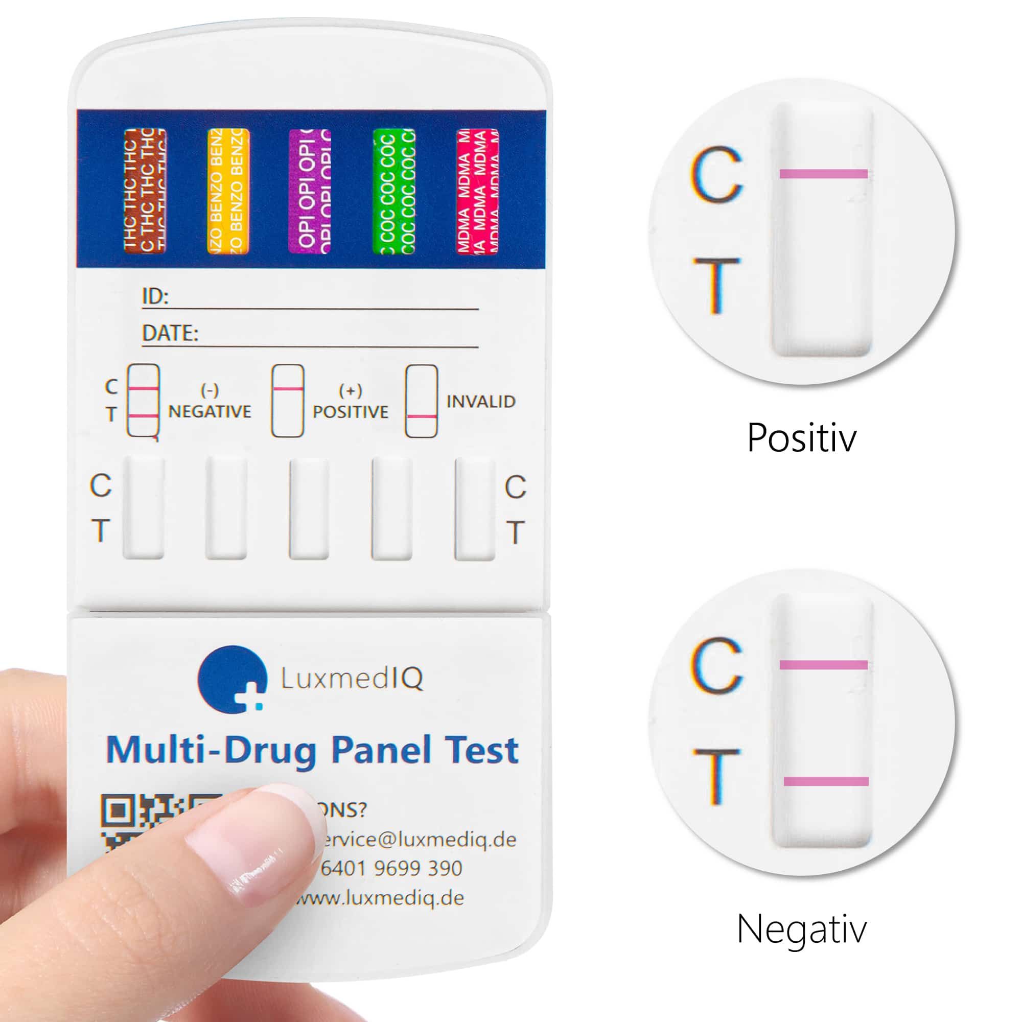 LuxmedIQ Drogenschnelltest für 10 Drogenarten - Urin Drogentest Multi 10 -  Testkassette 5 St - SHOP APOTHEKE