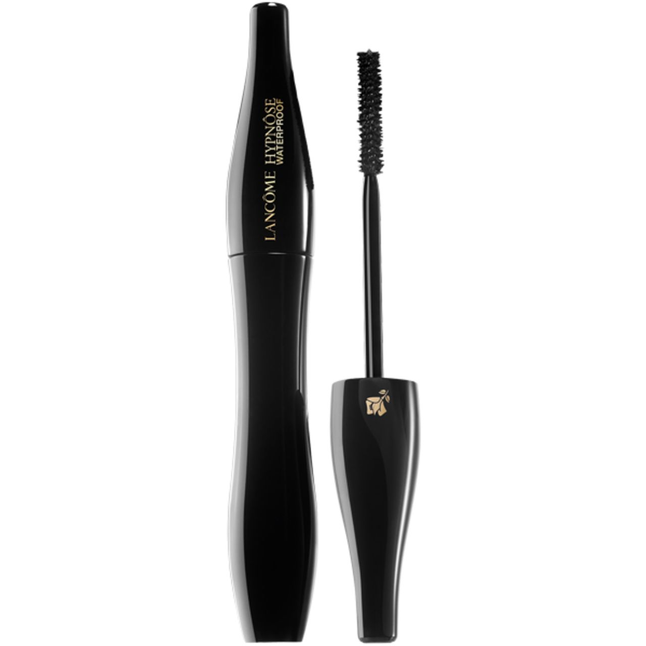 Schwarze Mascara-Tube und Bürste. Aufschrift: Lancôme Hypnôse Waterproof.