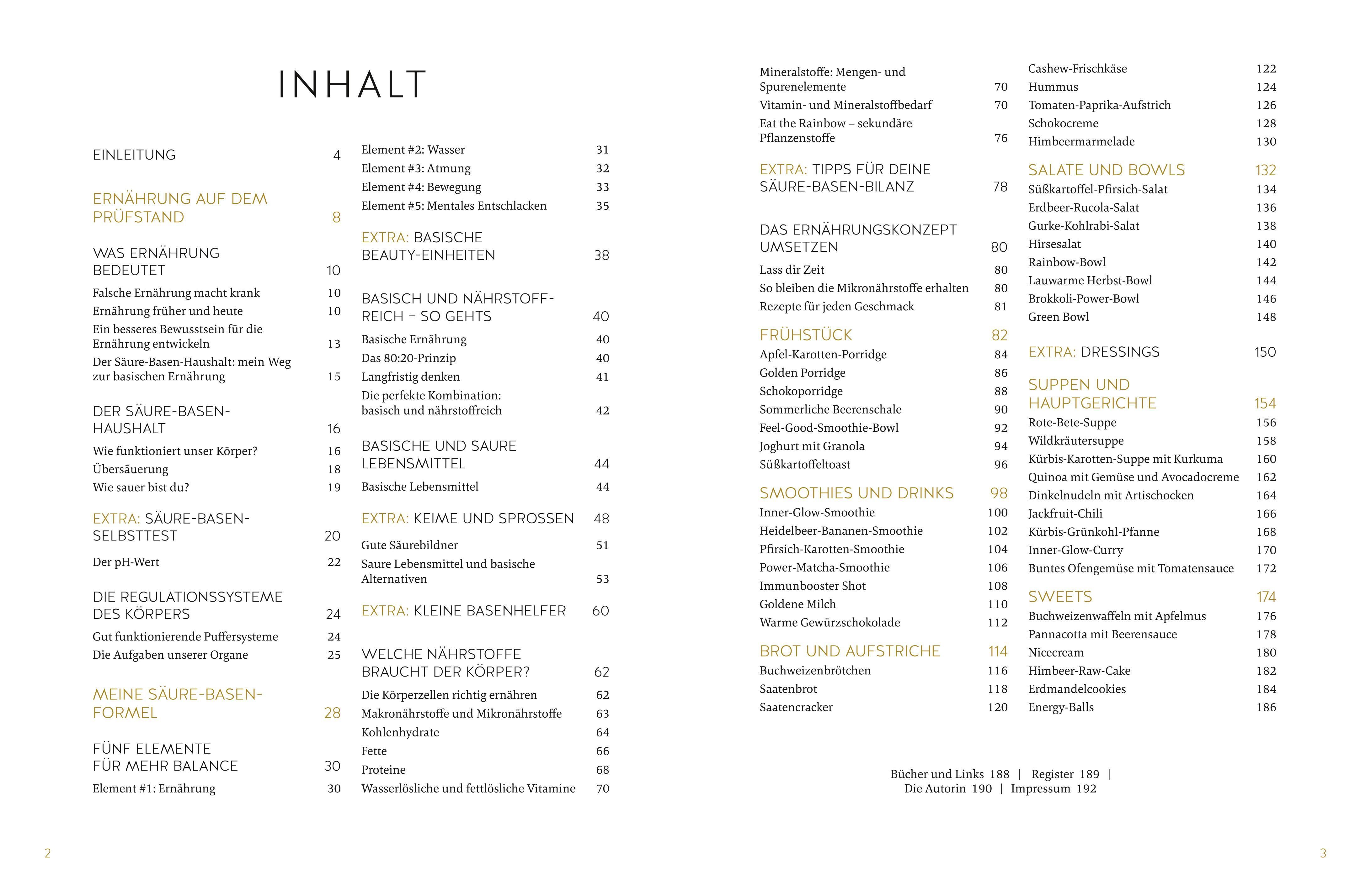Inhaltsverzeichnis eines Buches. Titel: "Eat Well, Feel Better!". Auflistung von Kapiteln und Unterkapiteln.