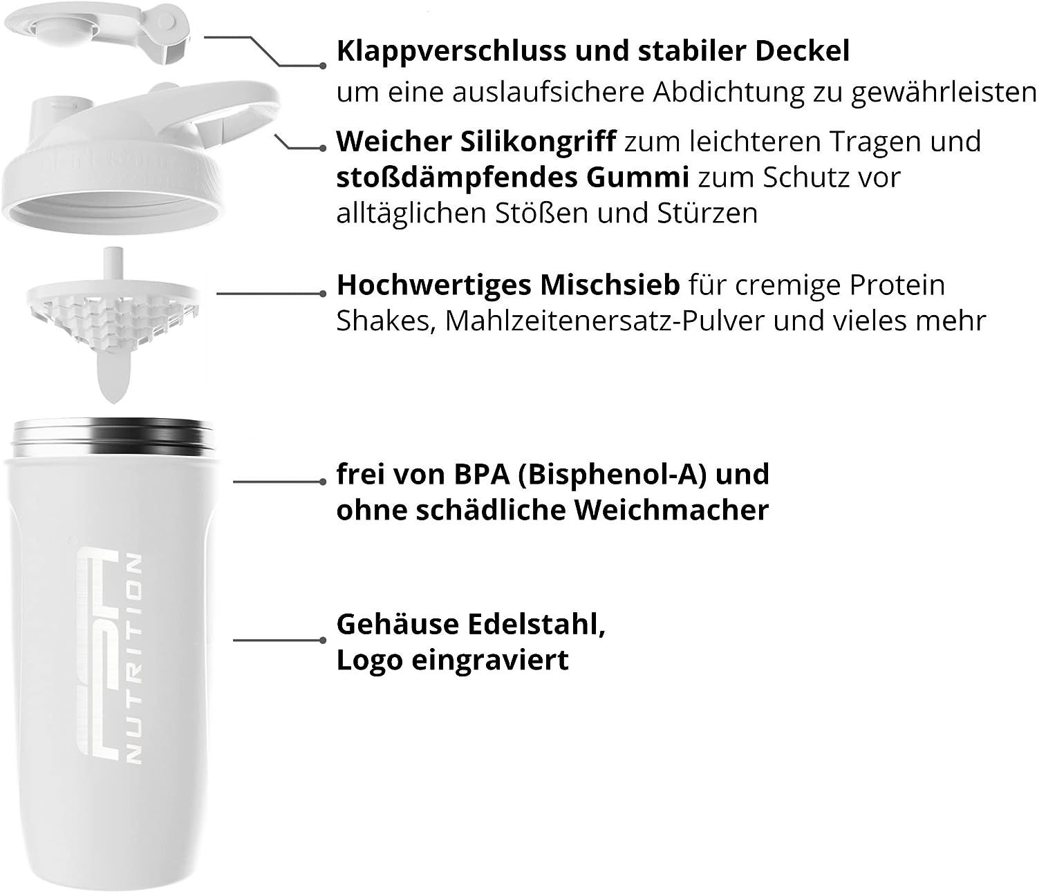 FSA Nutrition Protein Shaker Edelstahl 1 St Flaschen