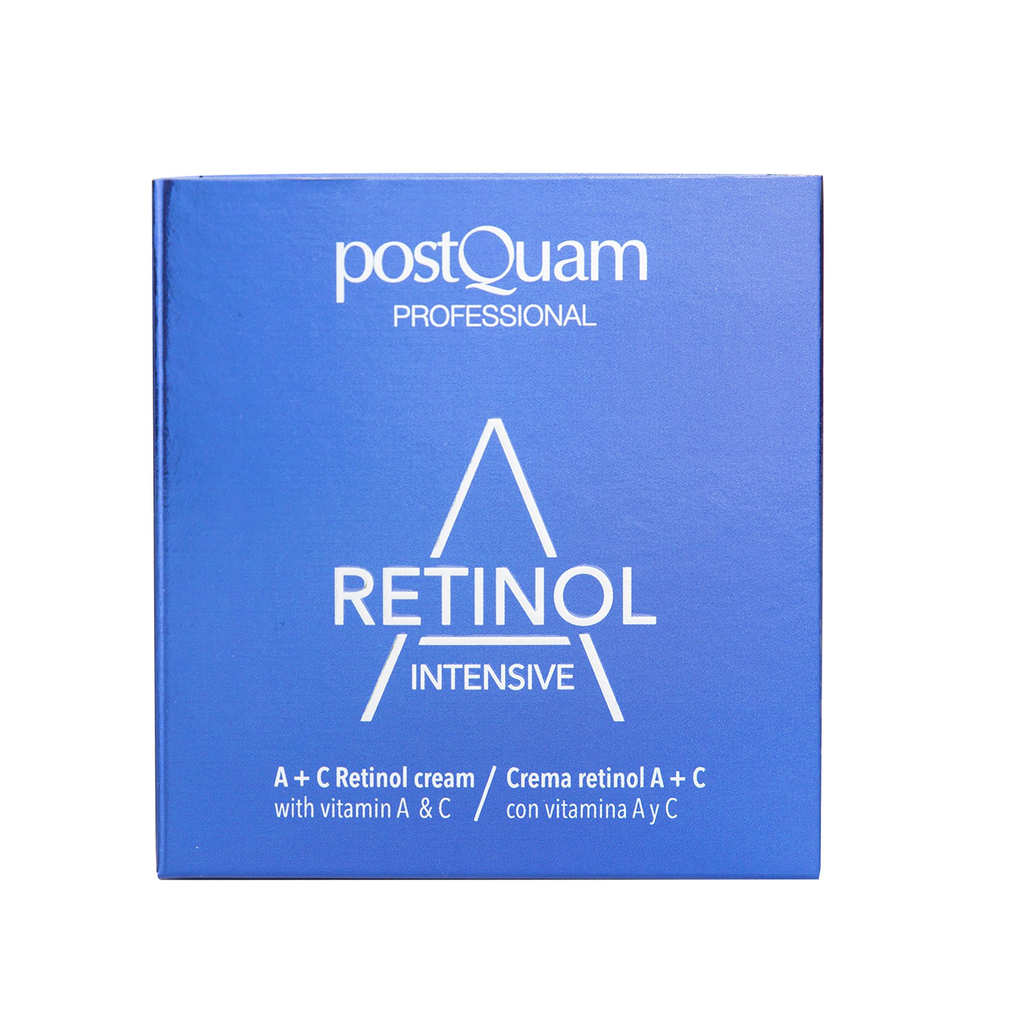Blaue Schachtel. Aufschrift: Retinol Intensive, A+C Retinol cream with vitamin A & C.