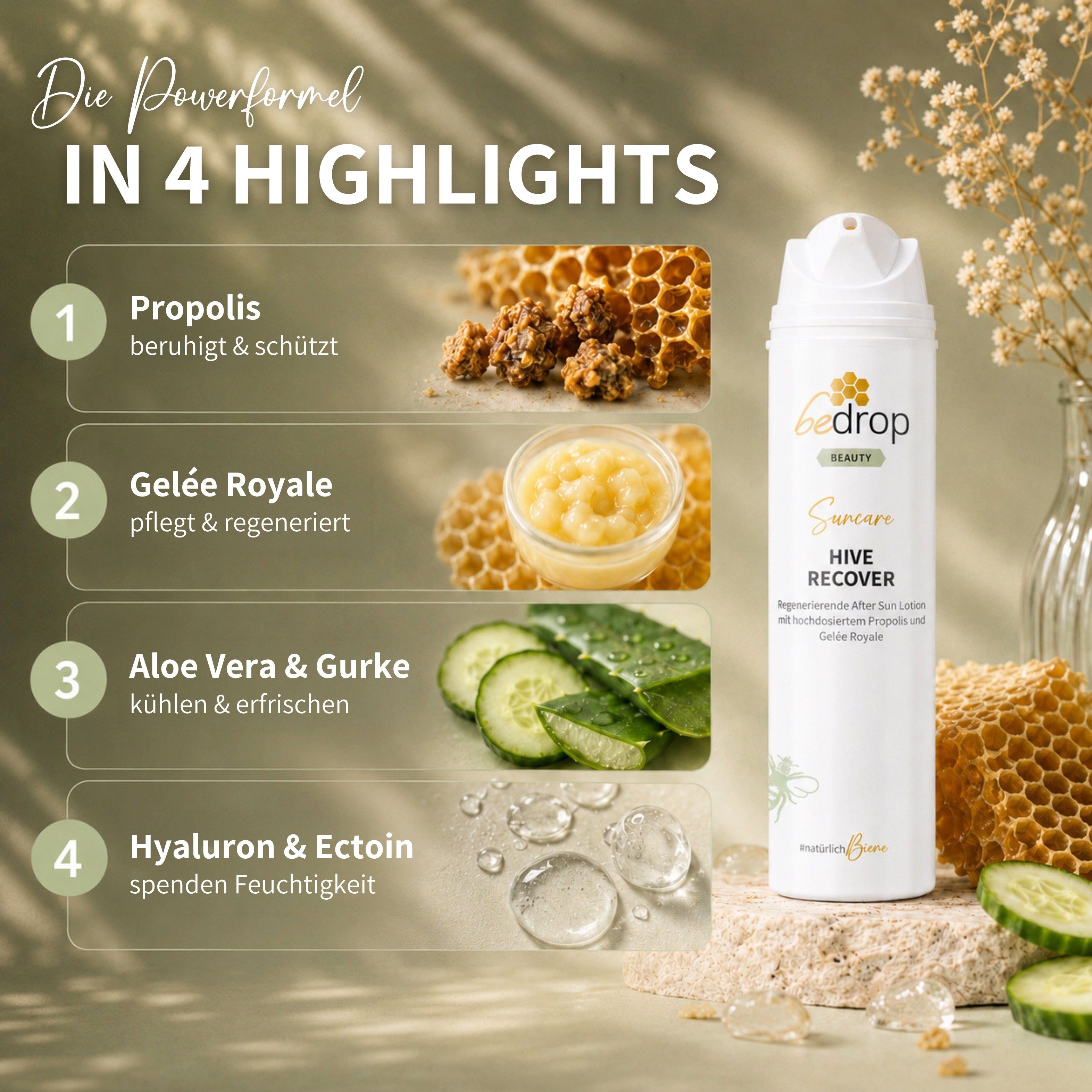 Vorteilsset: 3x HIVE RECOVER - After Sun Lotion mit hochdosiertem Gelée Royale & Propolis
