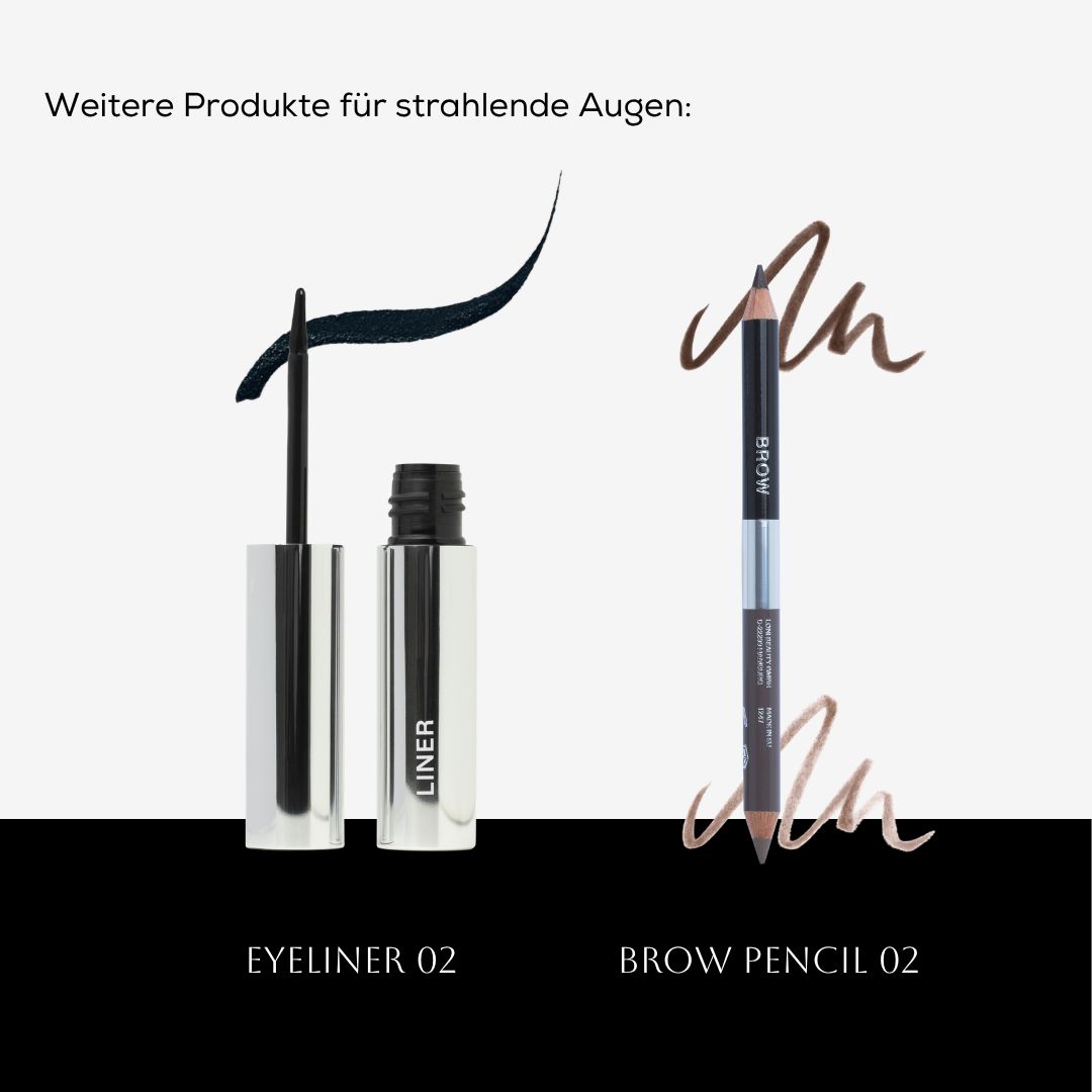 Eyeliner und Augenbrauenstift. Eyeliner mit schwarzer Spitze und Behälter. Augenbrauenstift mit zwei Enden.
