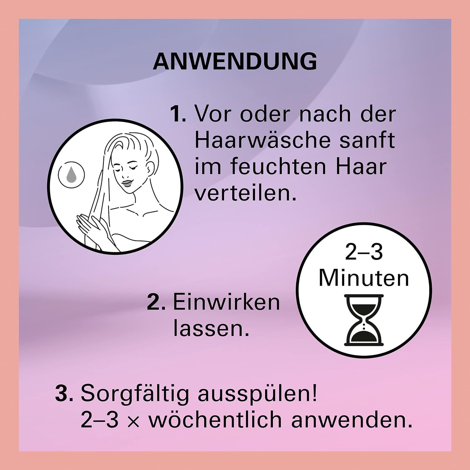 Applicazione: Distribuire sui capelli umidi prima o dopo lo shampoo. Lasciare agire per 2-3 minuti. Risciacquare abbondantemente. Utilizzare 2-3 volte a settimana.