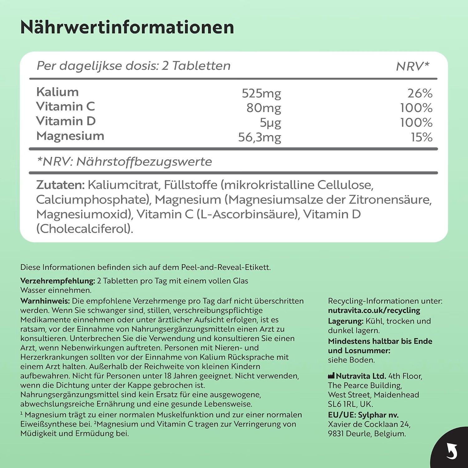 Nutravita Kaliumcitrat mit Vitamin C, D & Magnesium