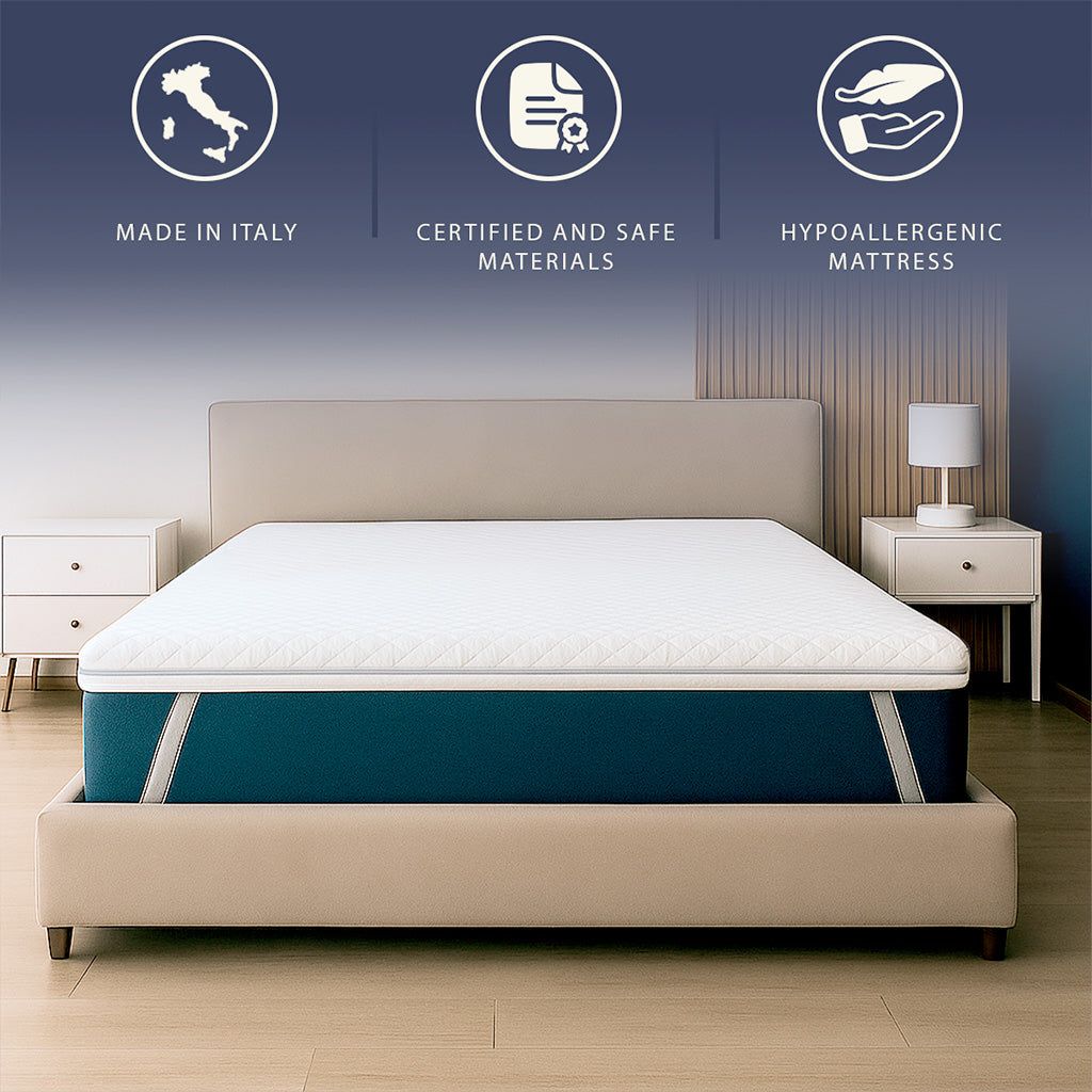 The White Stone Matratzentopper 90x200 aus Memory Foam mit 9 Differenzierten Zonen | Höhe 5 cm